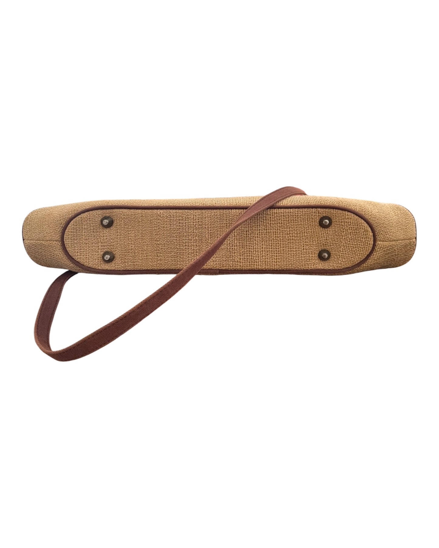 Vintage Hand-loomed Cotton Bag with Shoulder Strap and Wooden Handle