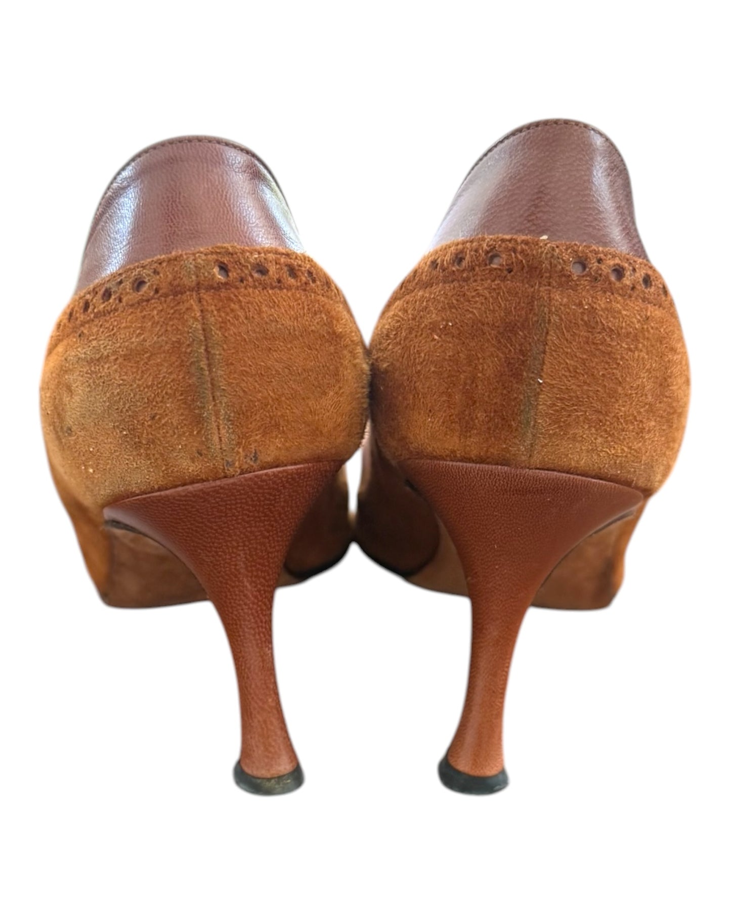 Vintage Manolo Blahnik Brown Leather and Suede Laced Heels