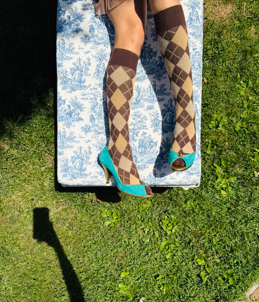 Vintage Lulu Guinness Turquoise and Gold Suede Peep-Toe Heels