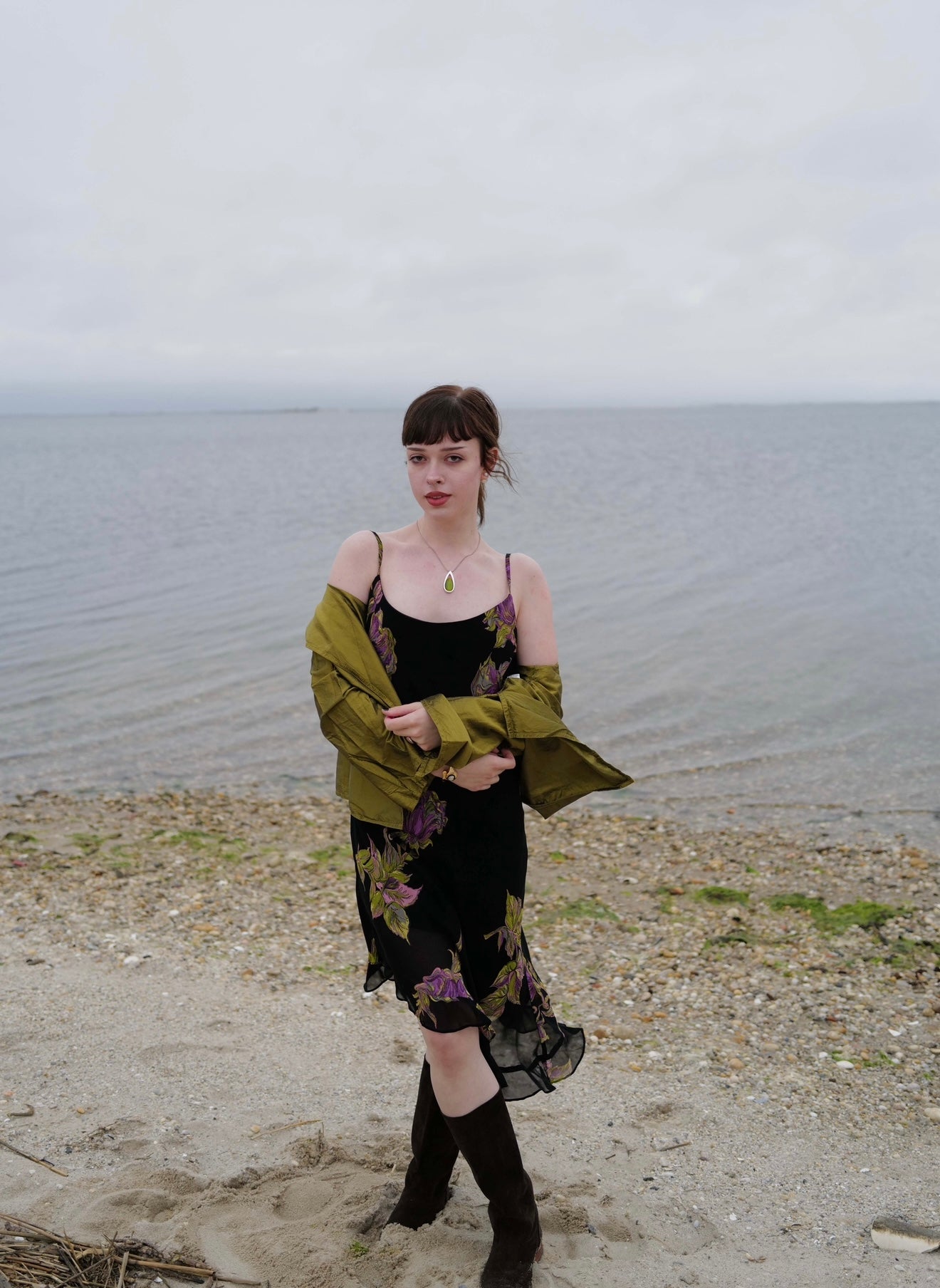 Vintage 1990's Betsey Johnson Asymmetrical Black Floral Dress