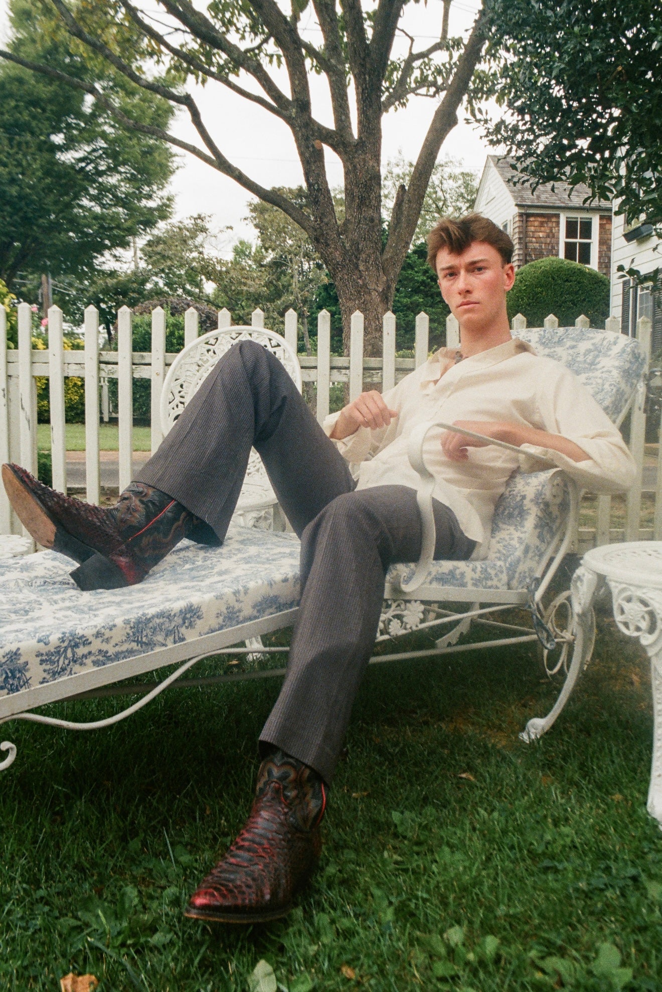 Vintage Red and Black Python Cowboy Boots