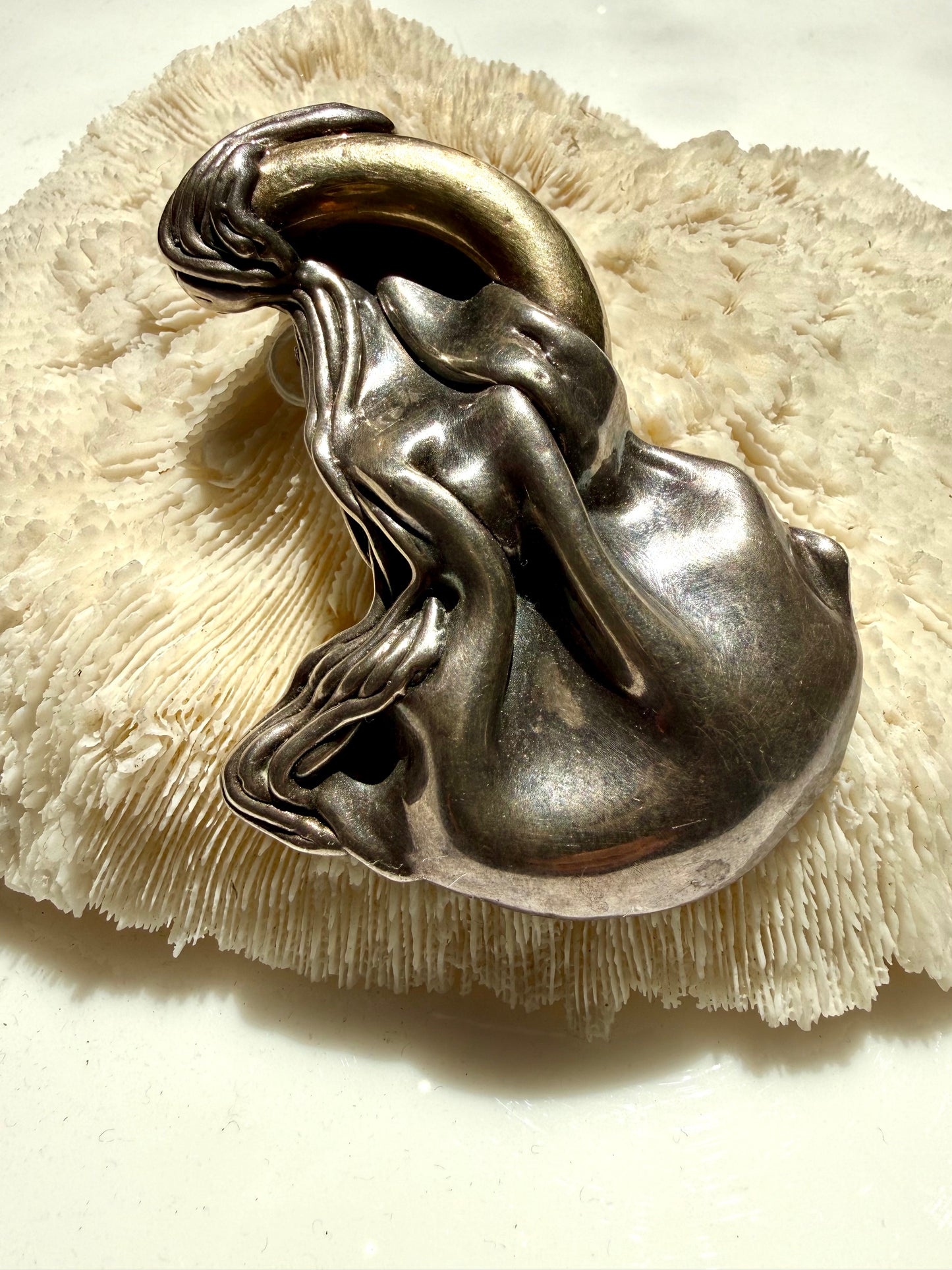 Vintage Gold and Sterling Silver Artistic Brooch or Pendant