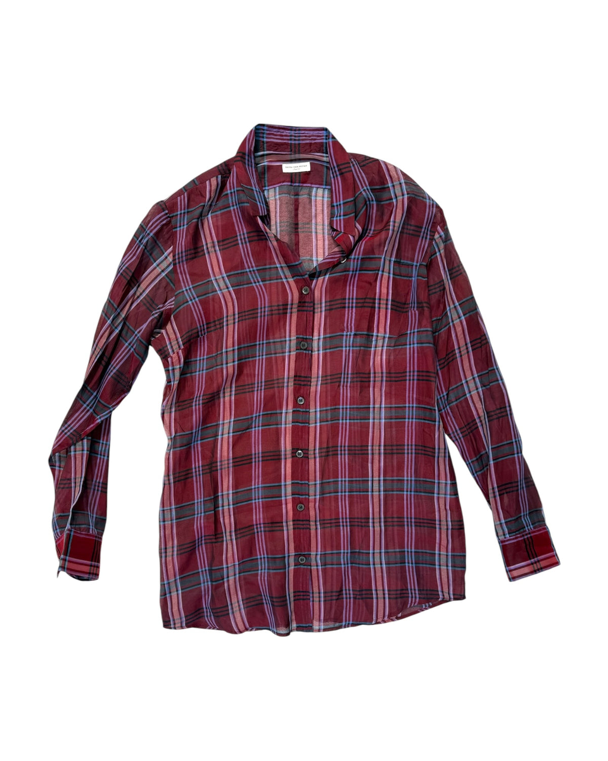 Pre-Loved Dries Van Noten Plaid Sheer Blouse