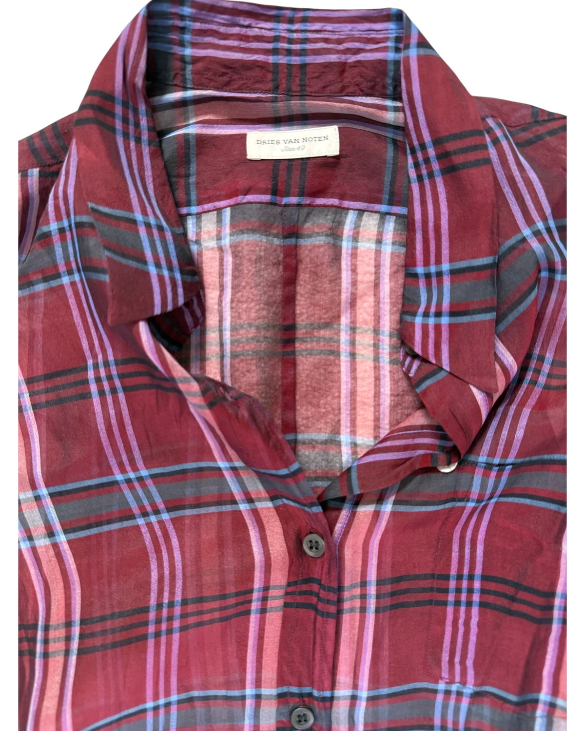 Pre-Loved Dries Van Noten Plaid Sheer Blouse