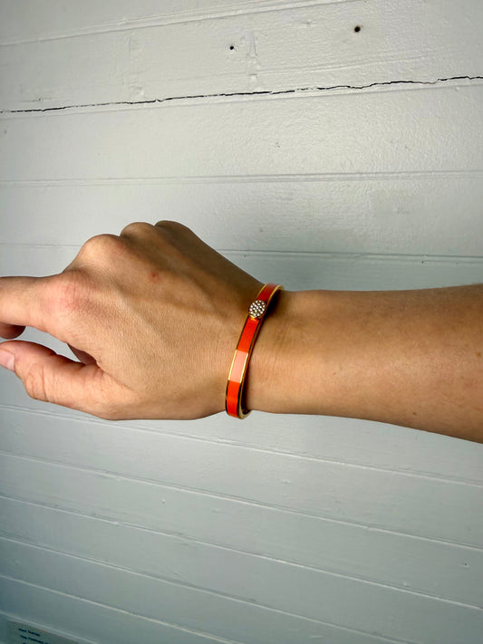 Pre-Loved Halcyon Days Skinny Button Orange and Gold Bracelet