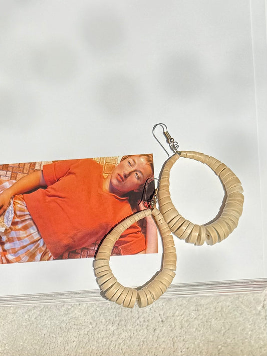 Vintage Wooden Hoop Earrings