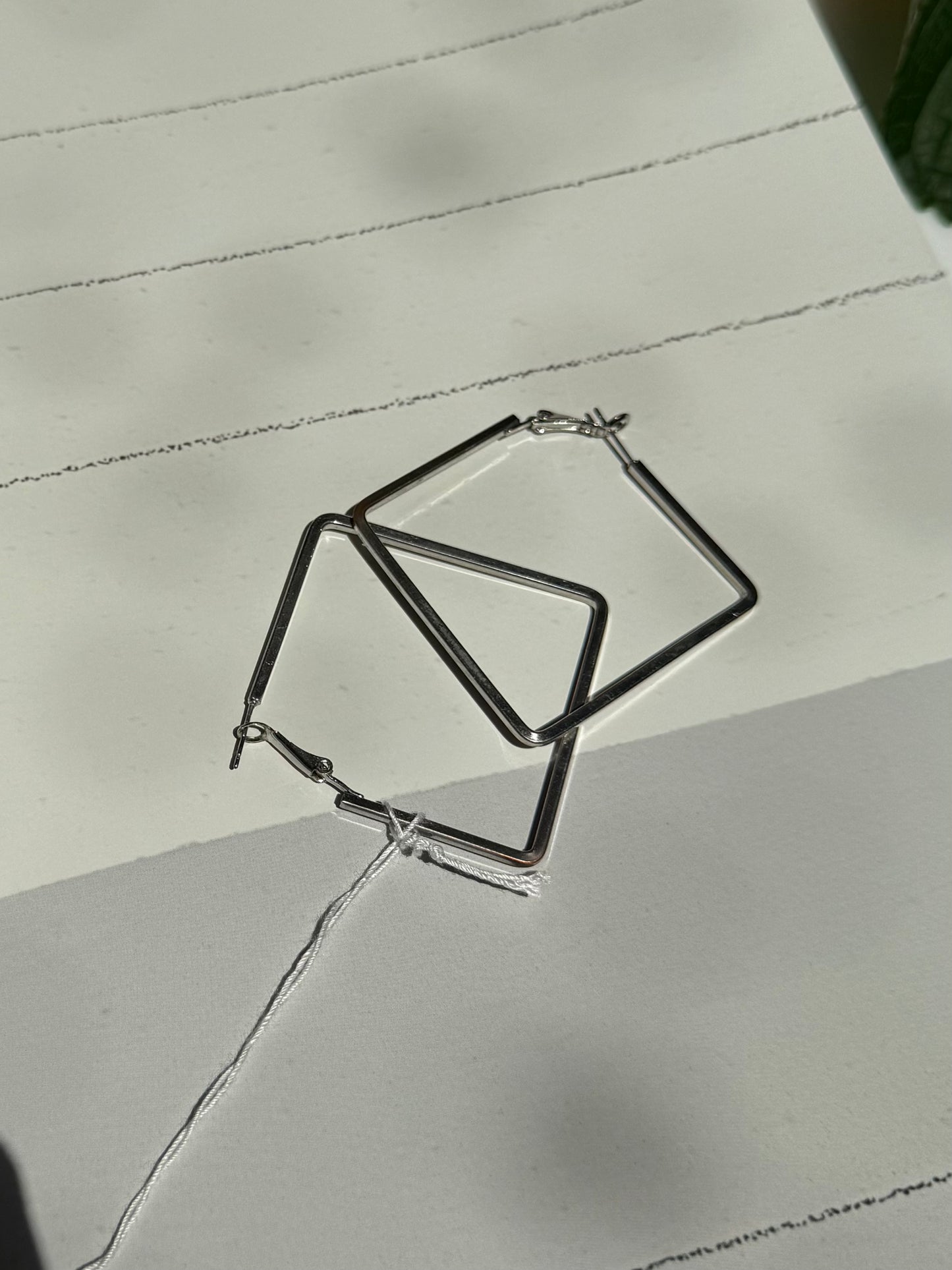 Vintage Silver Square Hoop Earrings