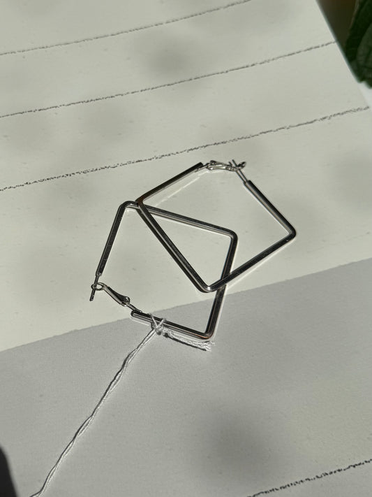 Vintage Silver Square Hoop Earrings