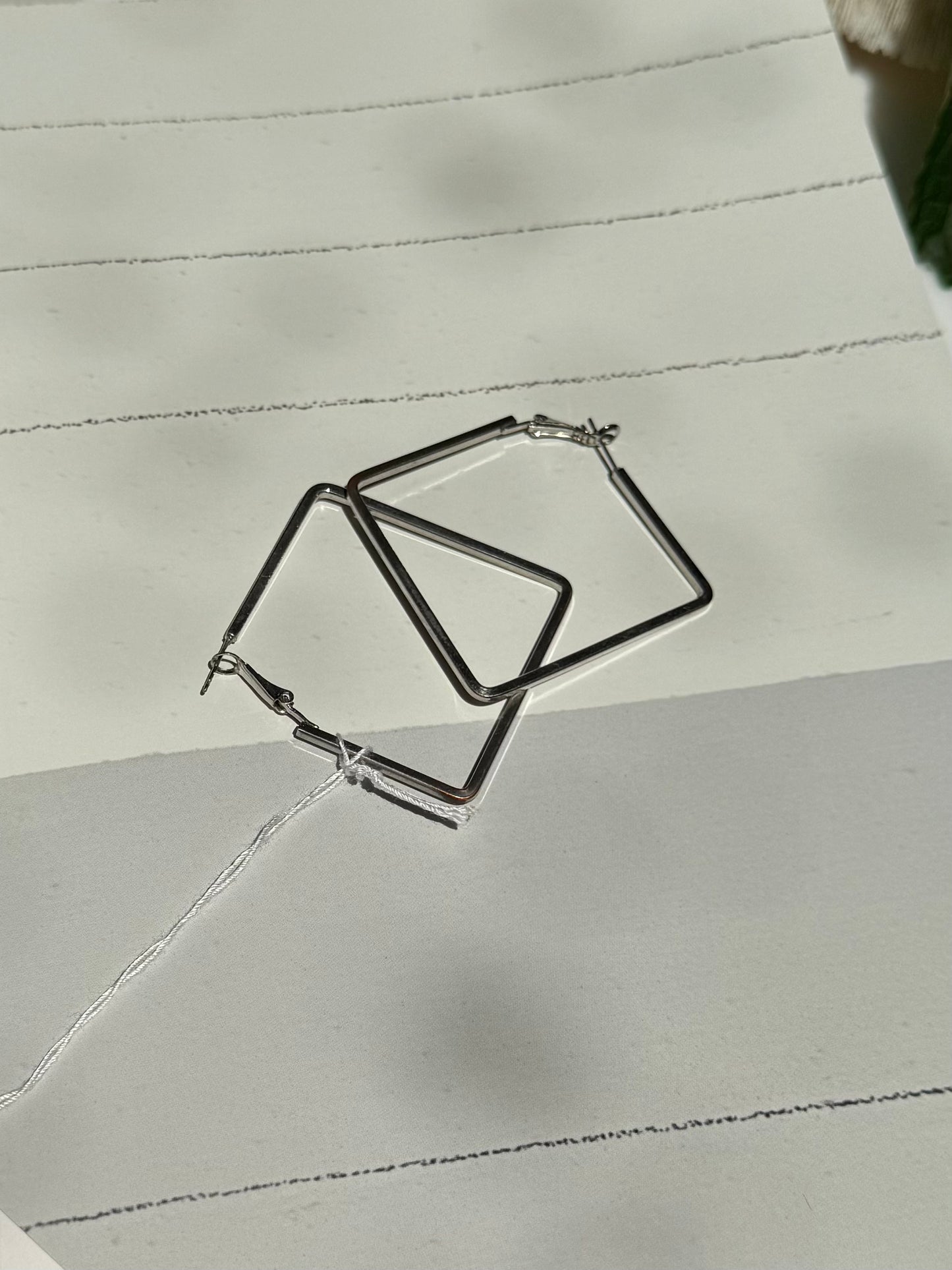 Vintage Silver Square Hoop Earrings