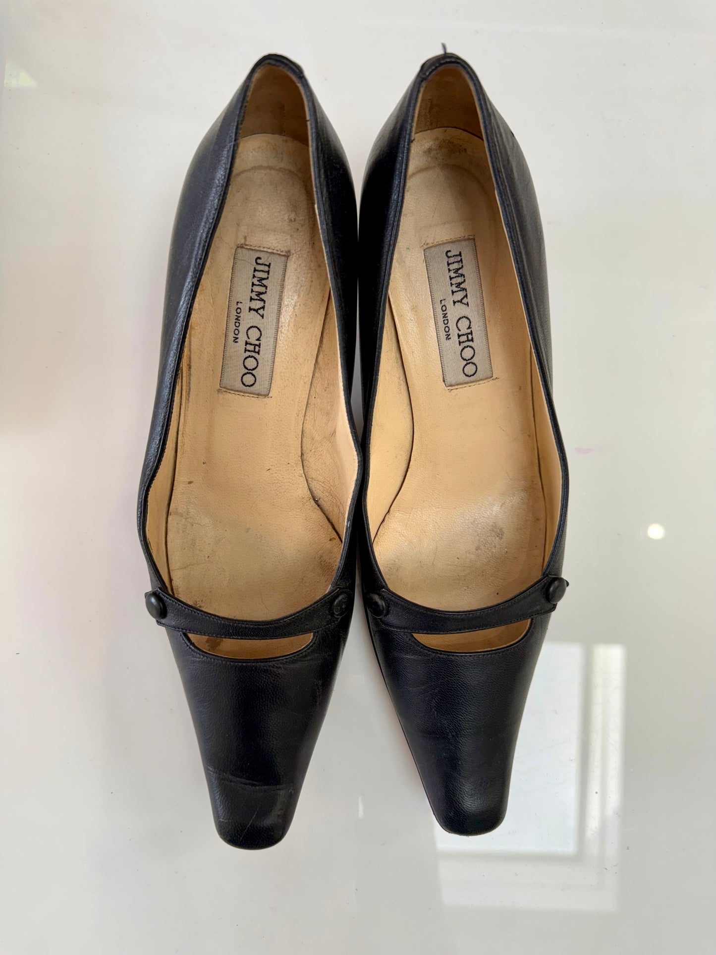 Vintage Jimmy Choo Black Mary Jane Kitten Heels