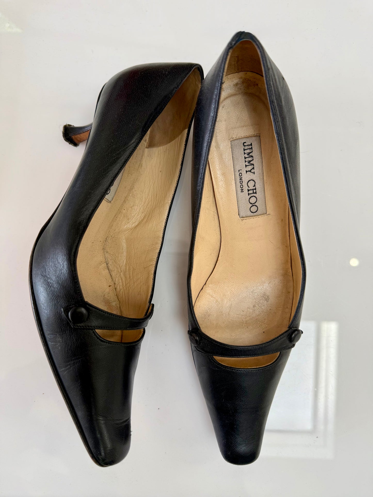 Vintage Jimmy Choo Black Mary Jane Kitten Heels