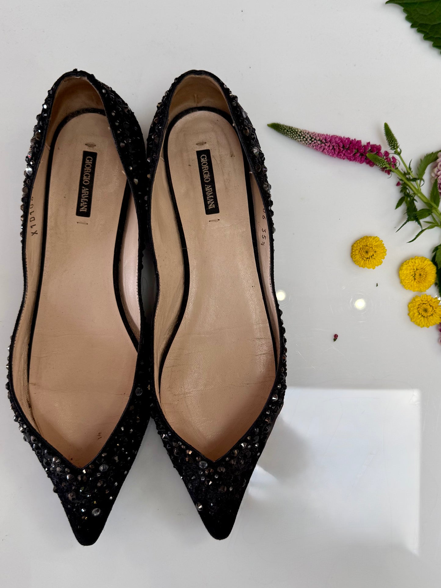 Vintage Giorgio Armani Black Beaded Flats