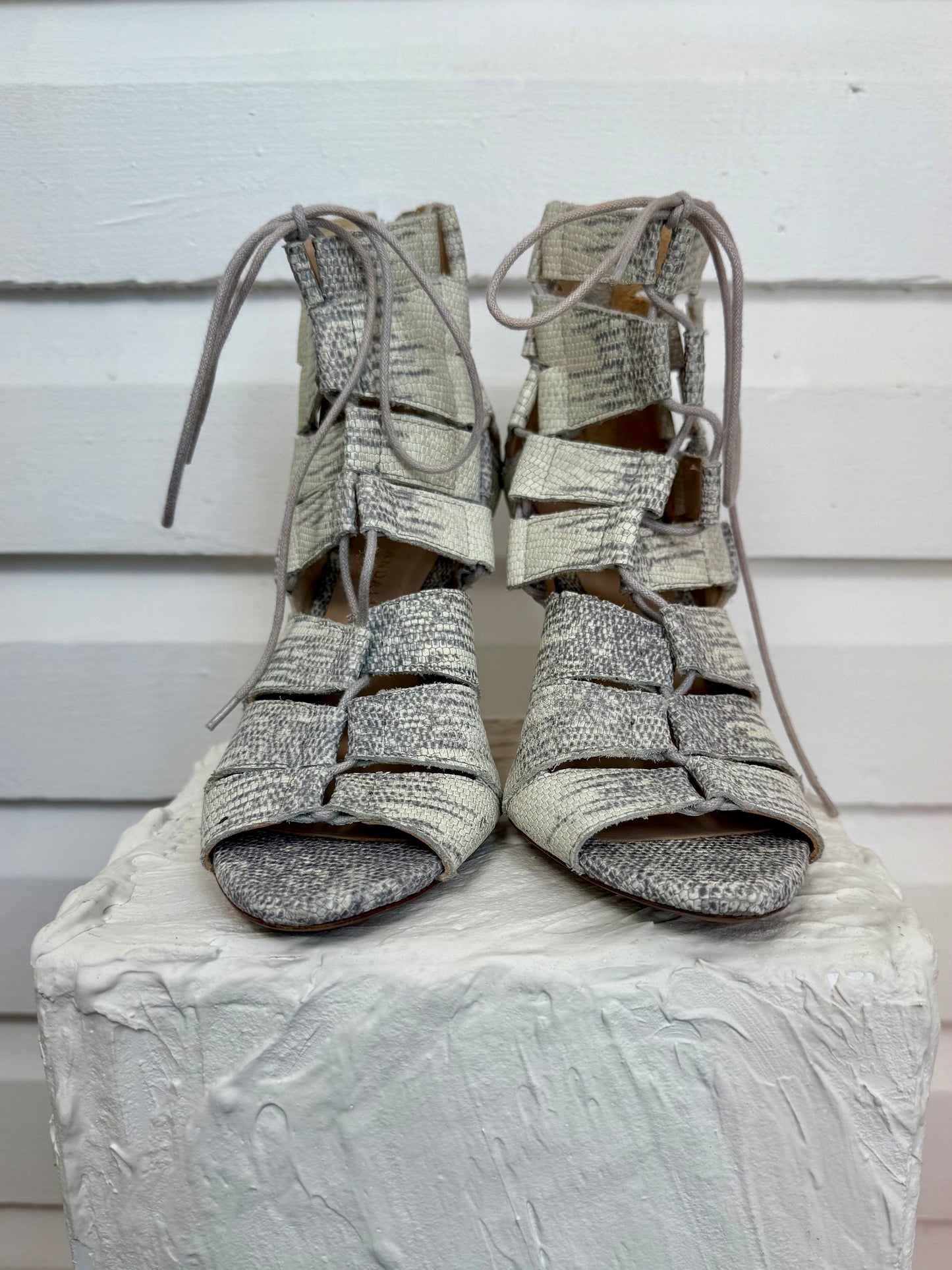Vintage Loeffler Randall Snakeskin Gladiator Heels