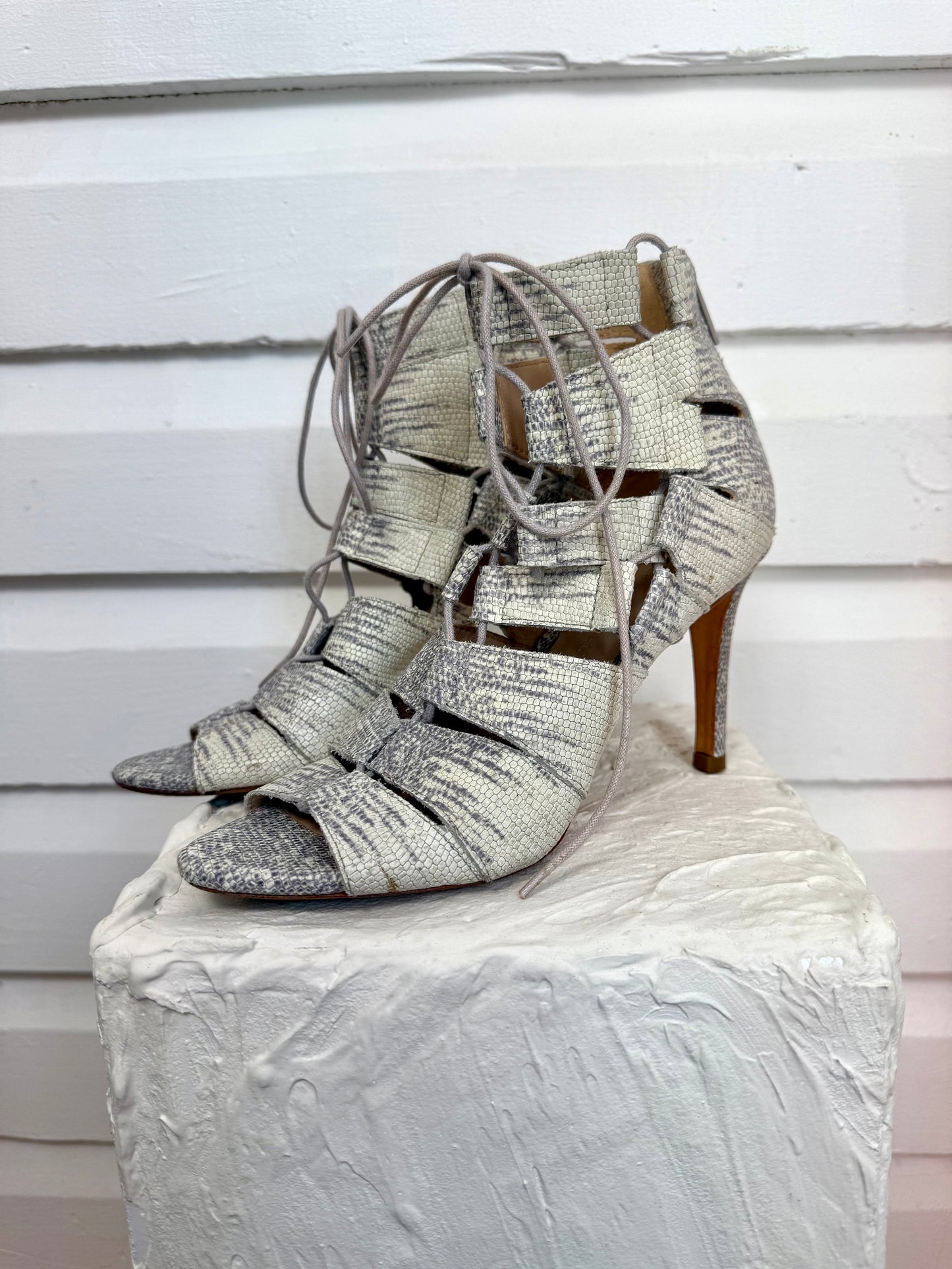 Vintage Loeffler Randall Snakeskin Gladiator Heels