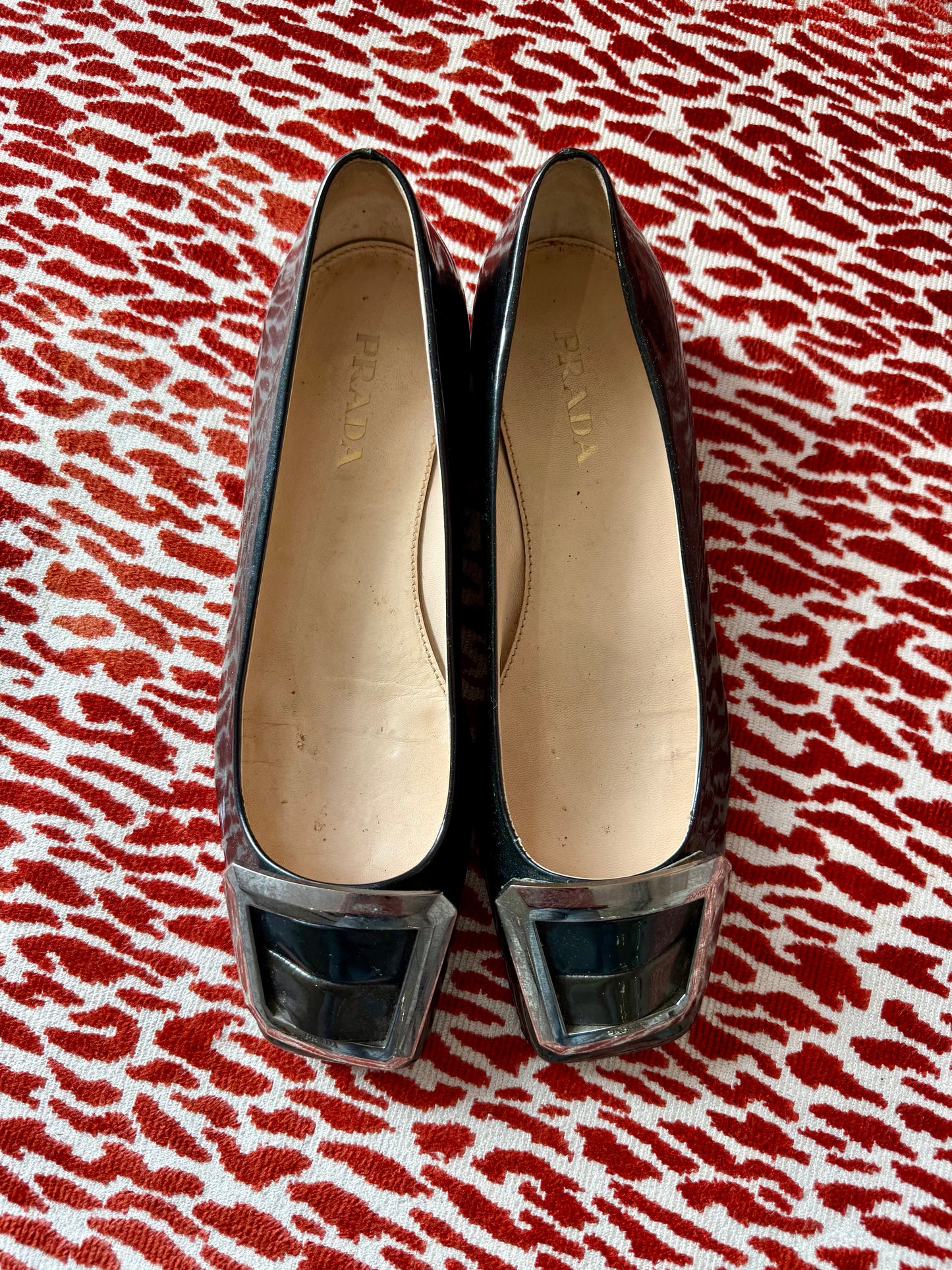 Vintage Prada Patent Leather Buckle Flats