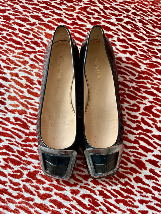 Vintage Prada Patent Leather Buckle Flats