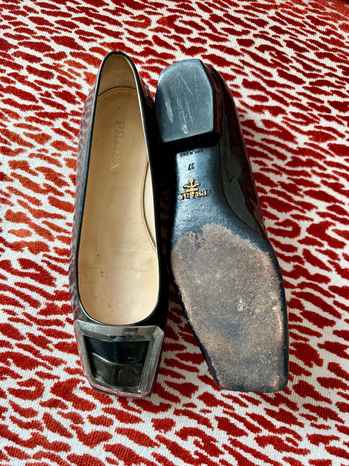 Vintage Prada Patent Leather Buckle Flats