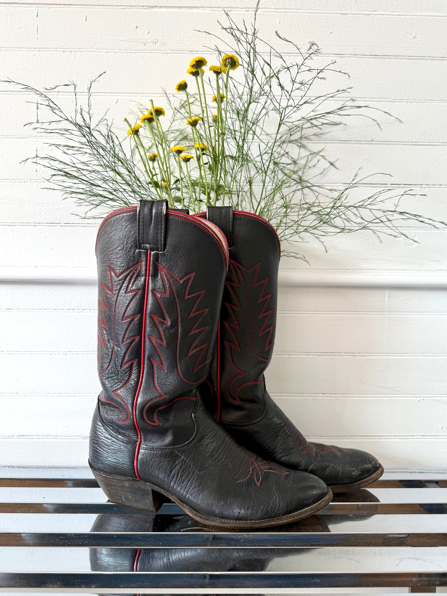 Vintage Olathe Red and Black Cowboy Boots