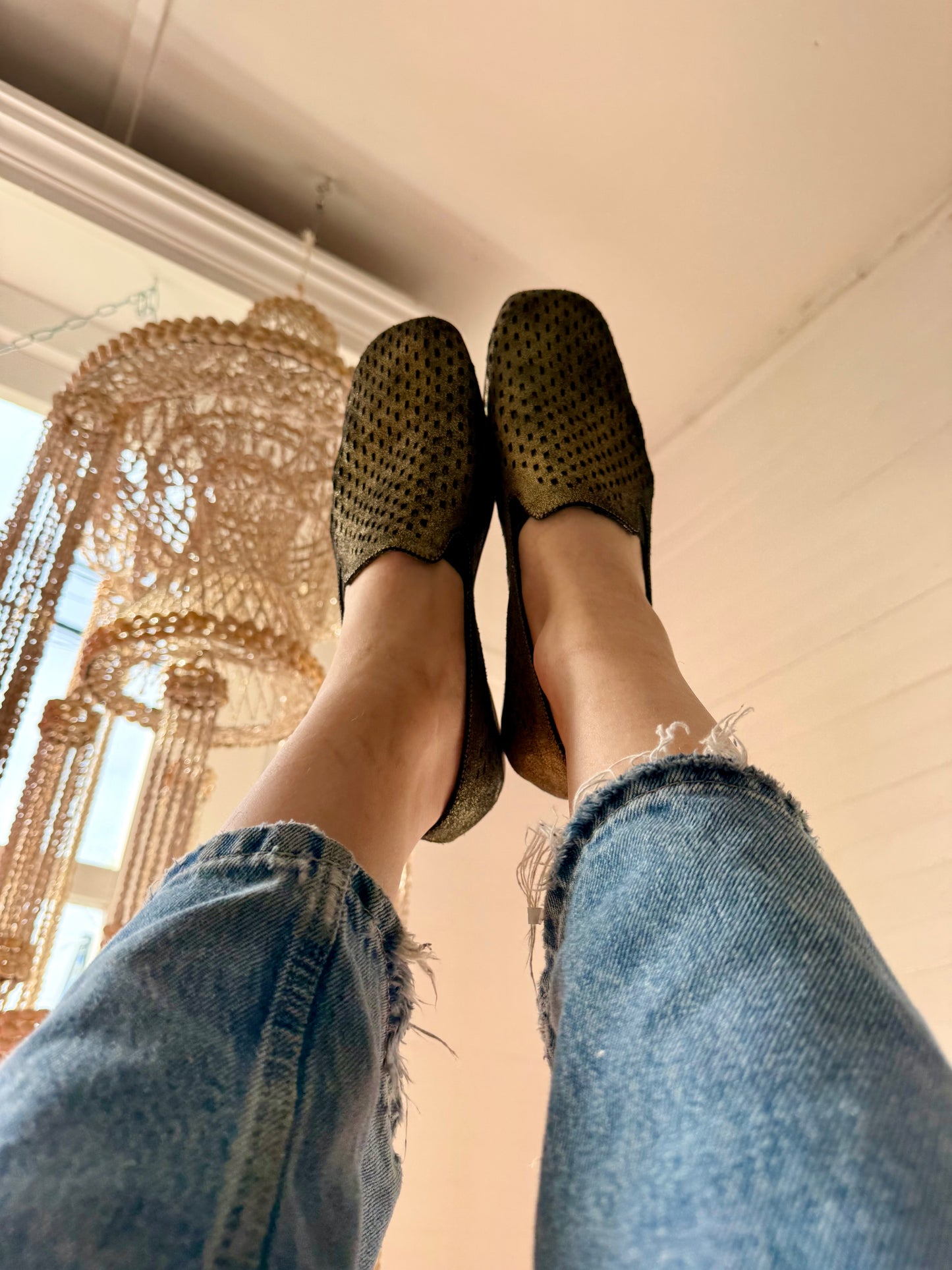 Pre-Loved Rachel Comey Gold Dusted Cut-Out Loafers