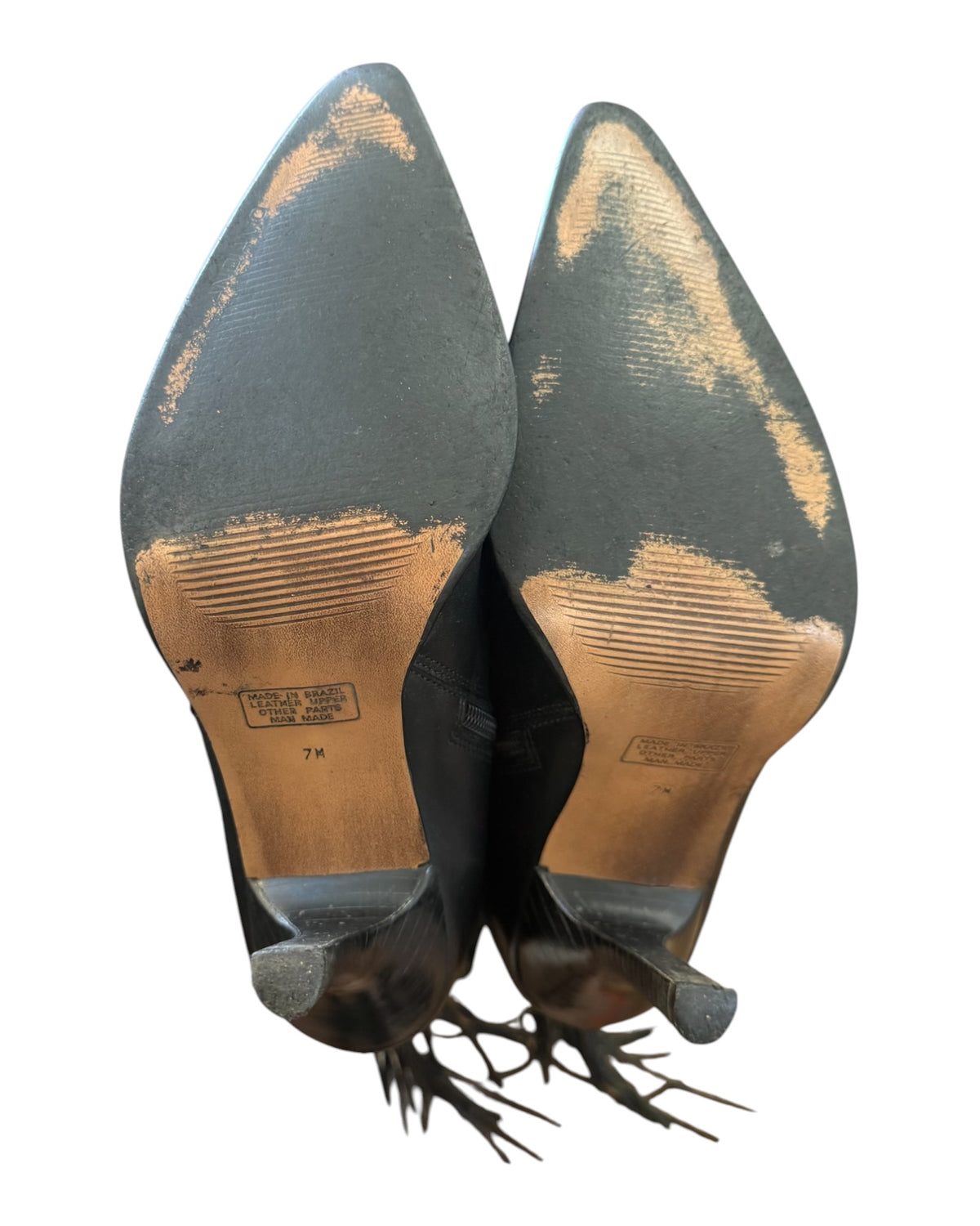 Vintage Black Leather Fringe Boots