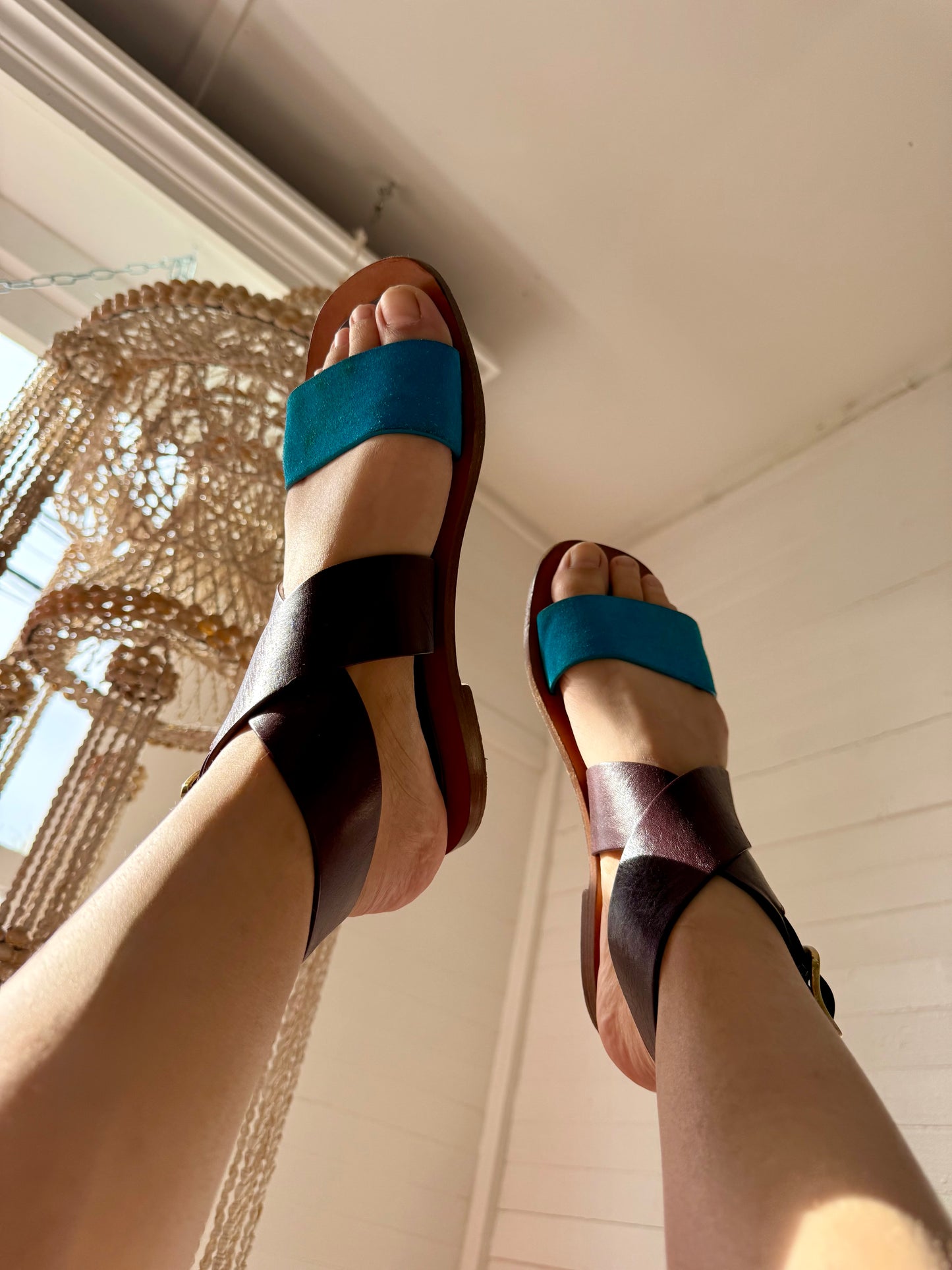 Pre-Loved Céline Leather and Suede Sandals