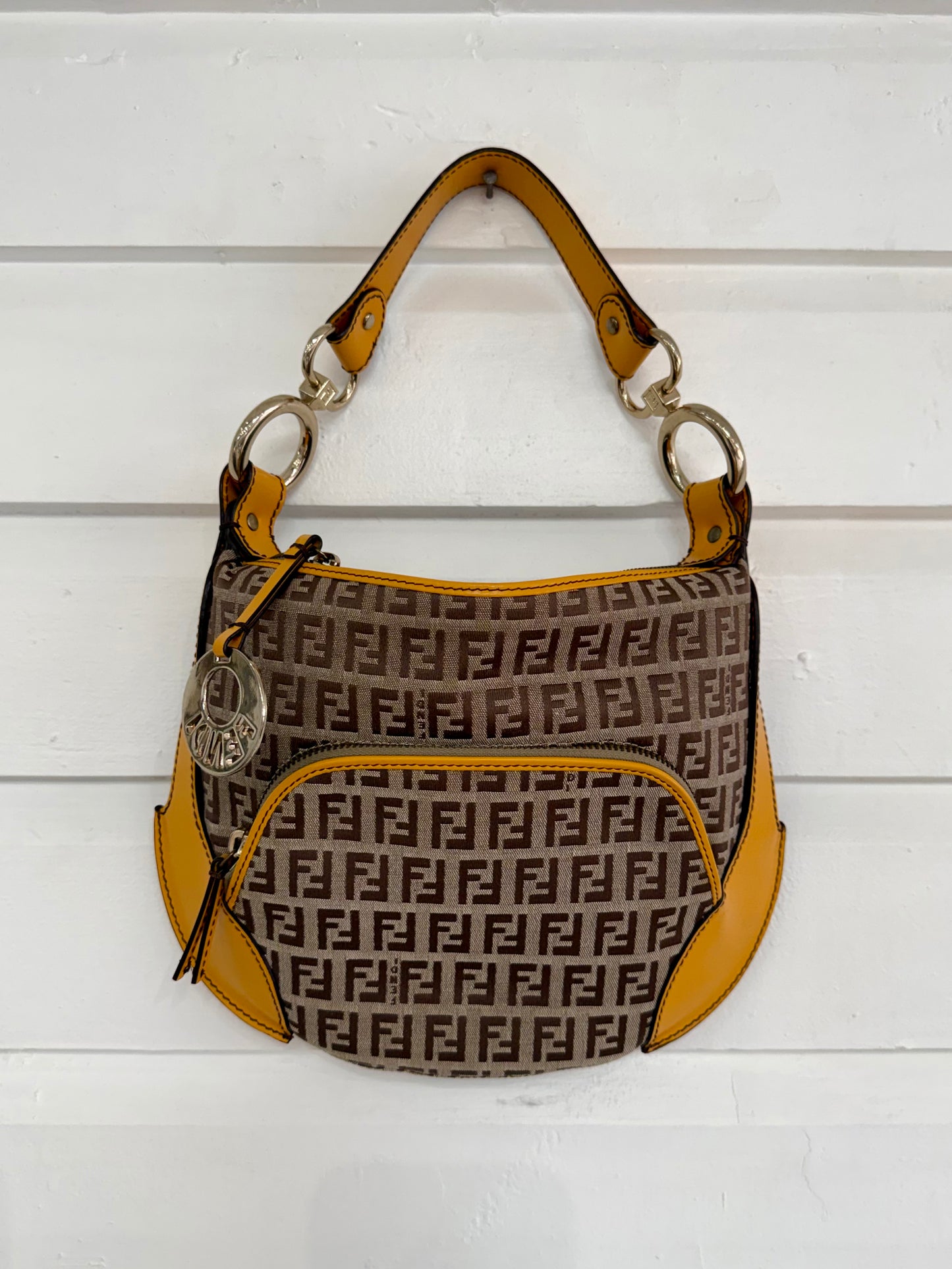 Vintage Fendi Yellow Logo Croissant Bag