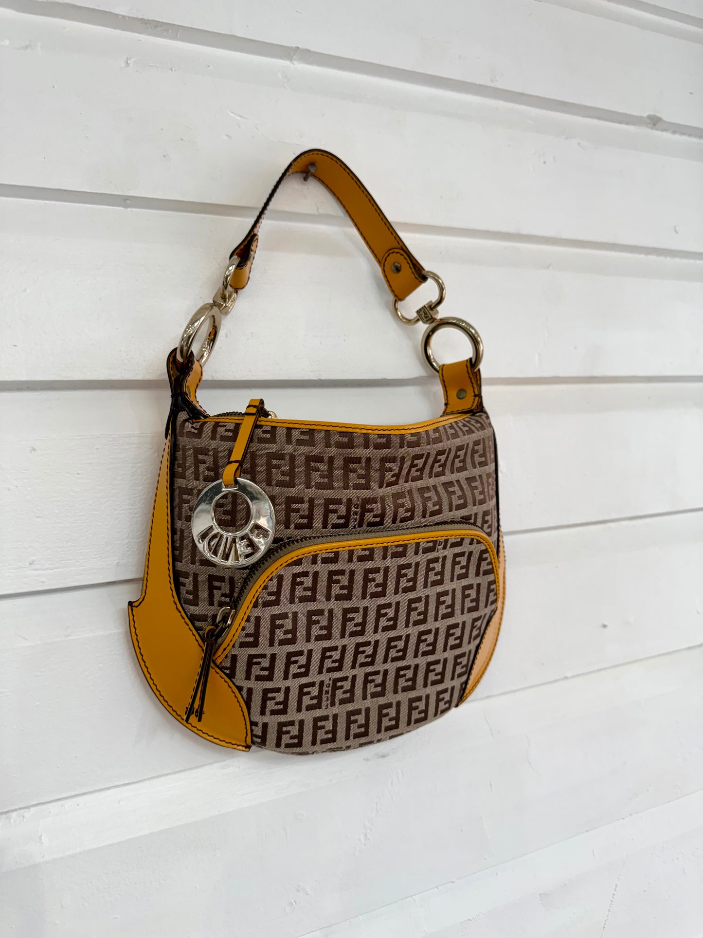 Vintage Fendi Yellow Logo Croissant Bag