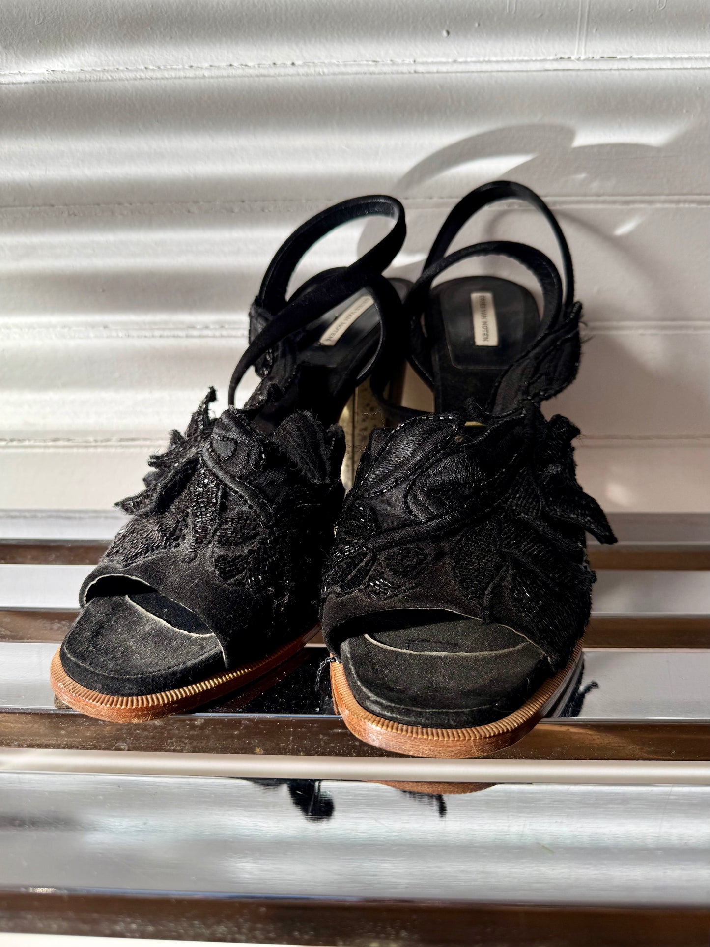 Vintage Dries Van Noten Embroidered Block Heels
