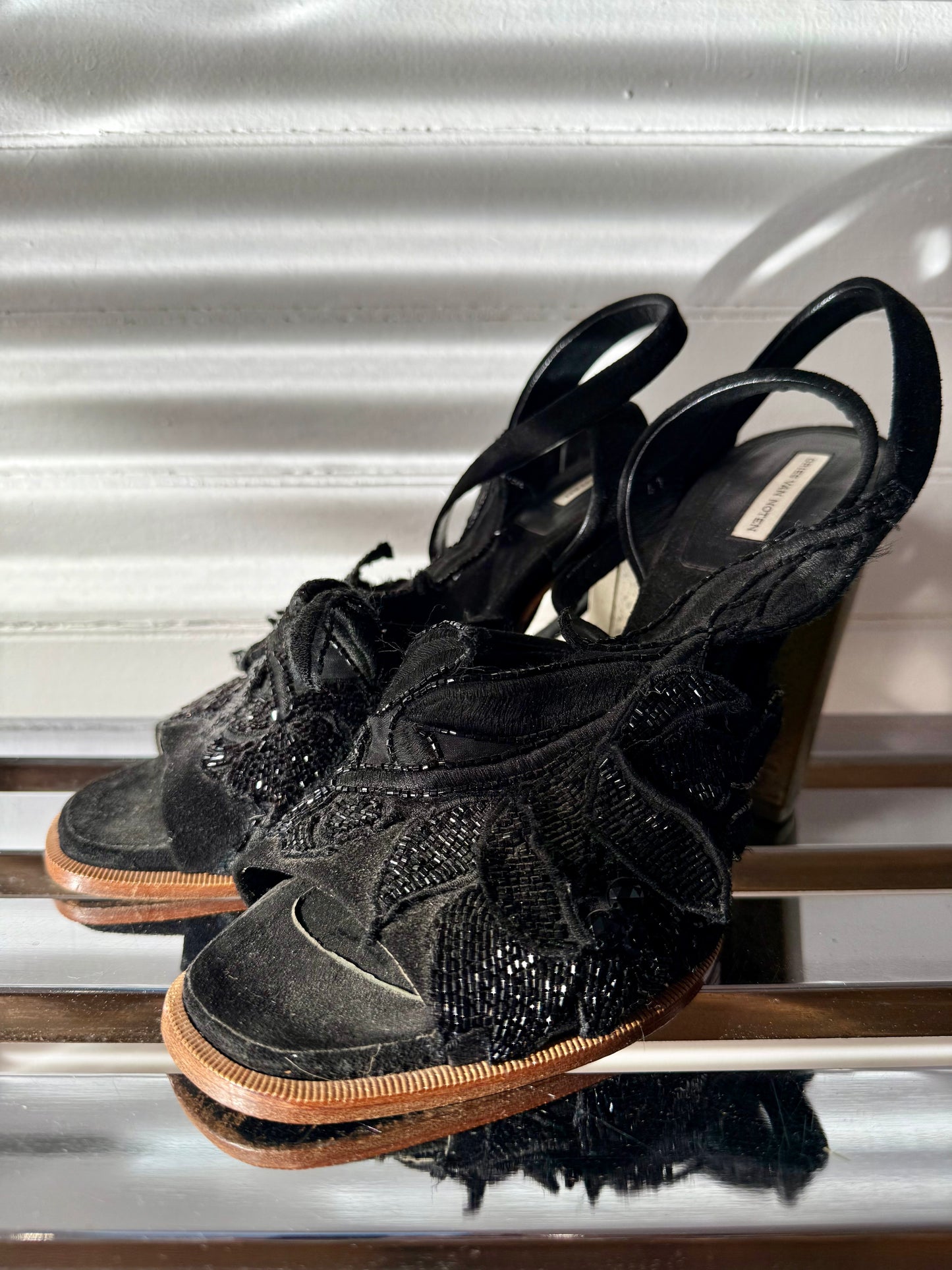 Vintage Dries Van Noten Embroidered Block Heels
