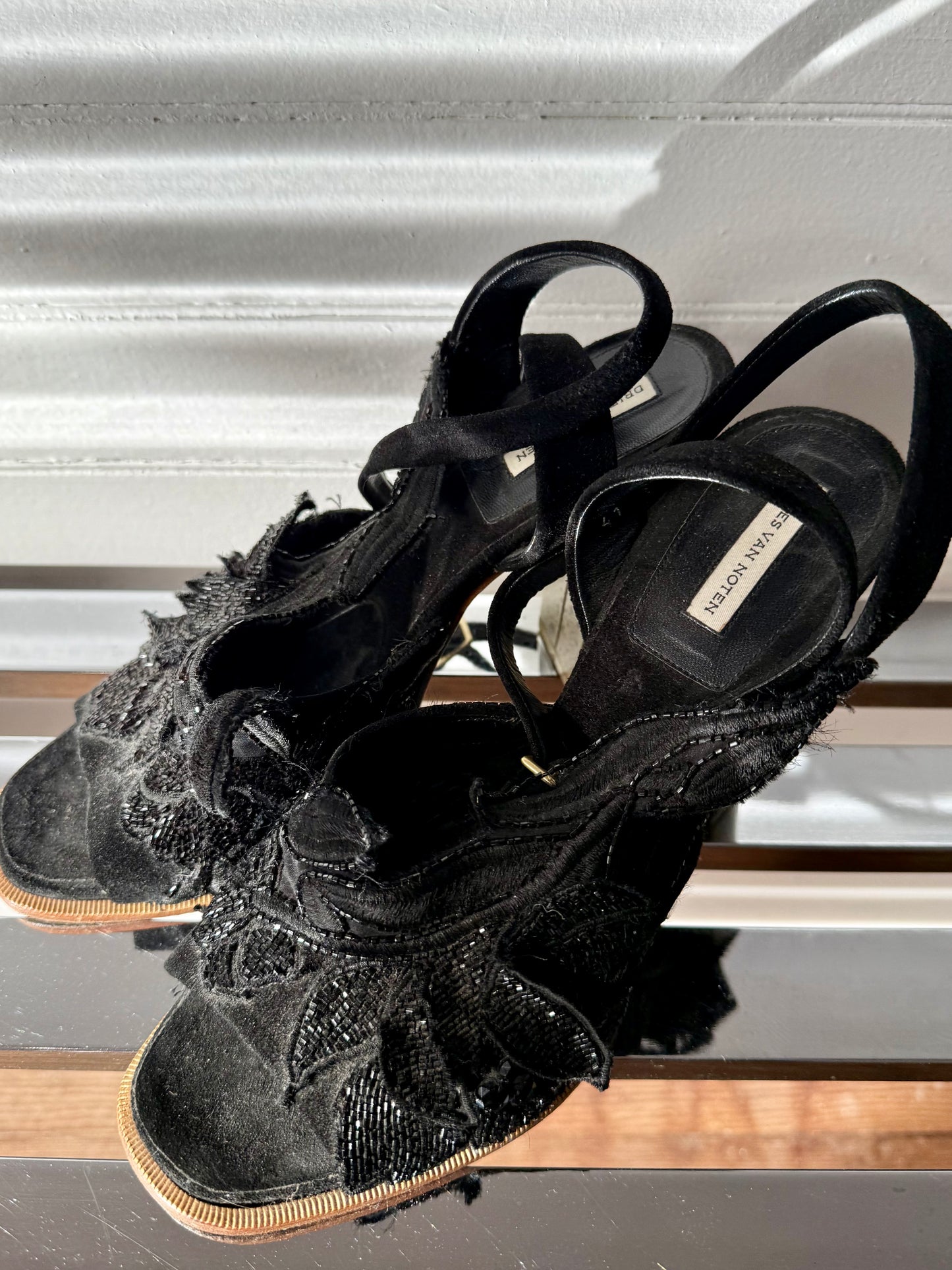 Vintage Dries Van Noten Embroidered Block Heels