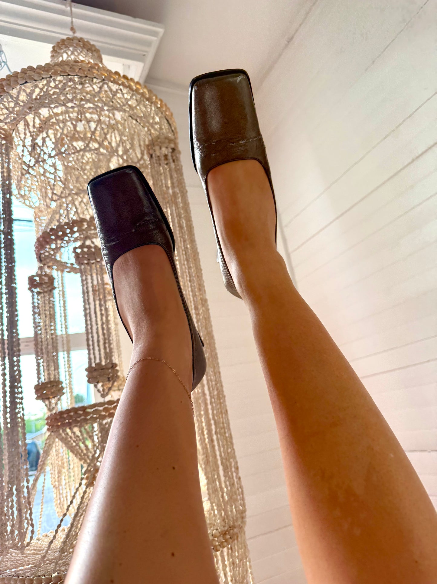 Vintage Miu Miu Grey Square-Toe Kitten Heels