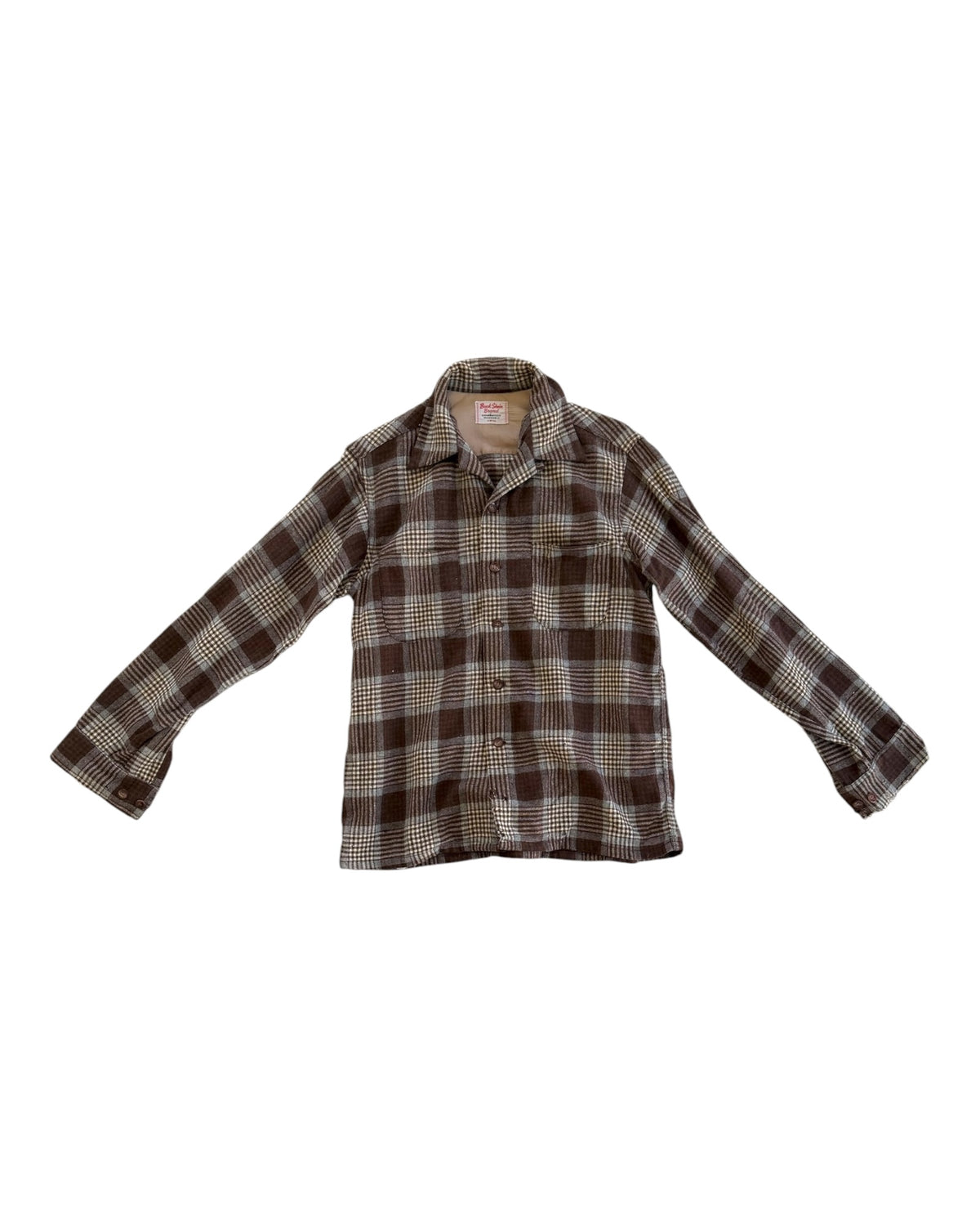 Vintage Brown and Blue Plaid Flannel Shirt