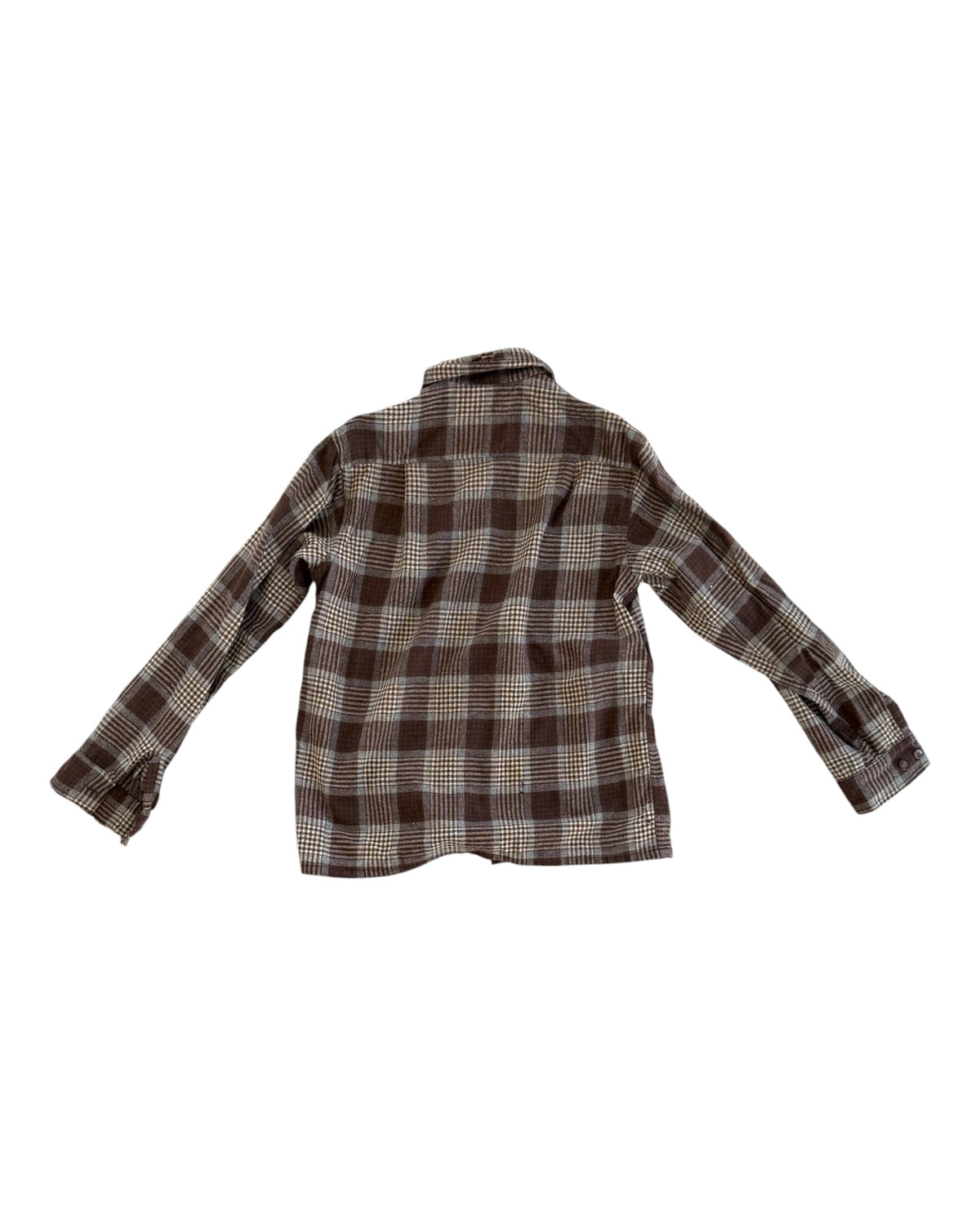 Vintage Brown and Blue Plaid Flannel Shirt