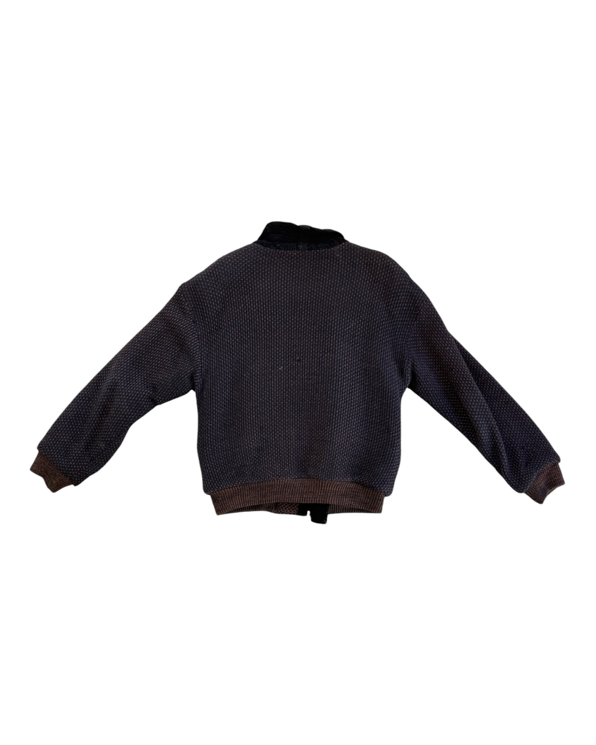 Vintage Saxony Knit, Shearling and Leather Coat