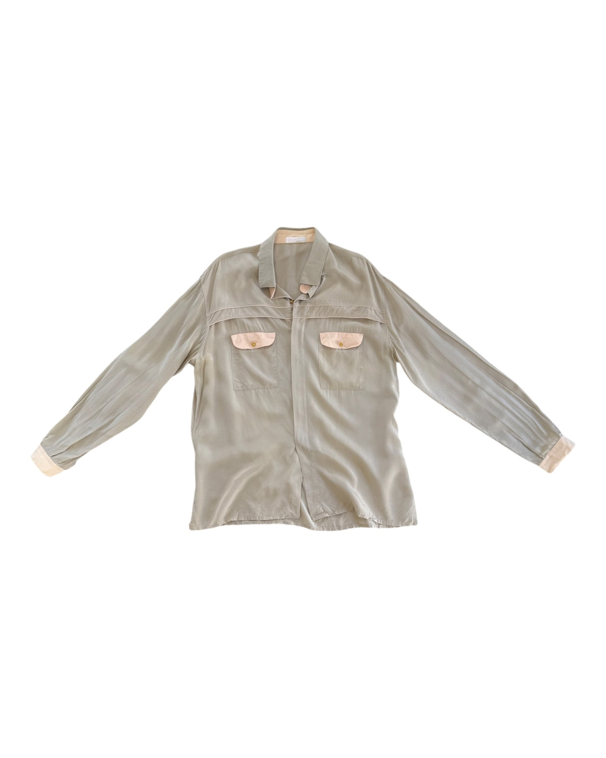 Vintage Gerlin Silk Pink and Beige Blouse