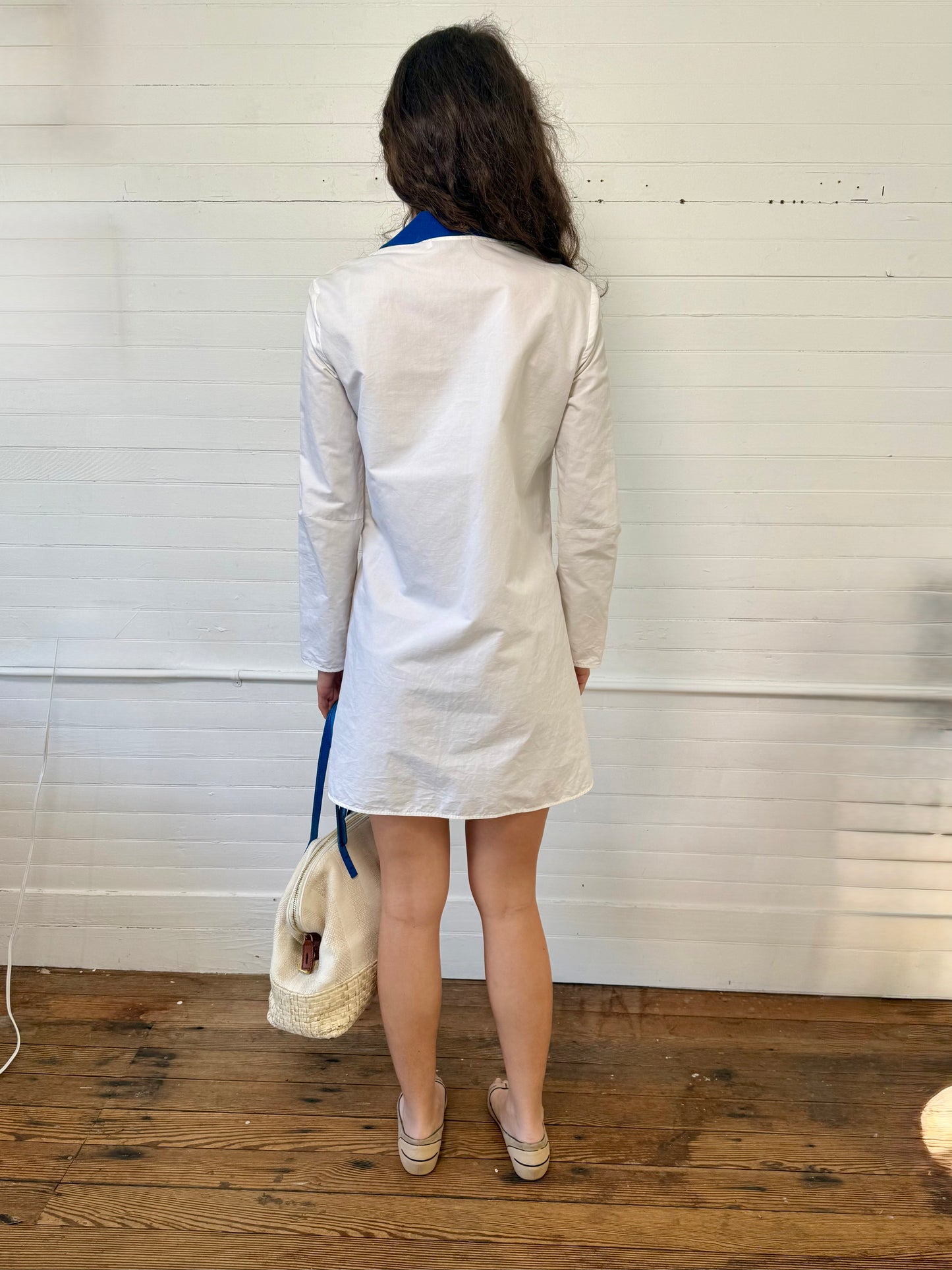 Pre-Loved Acne Studios White Mini Dress with Blue Belt