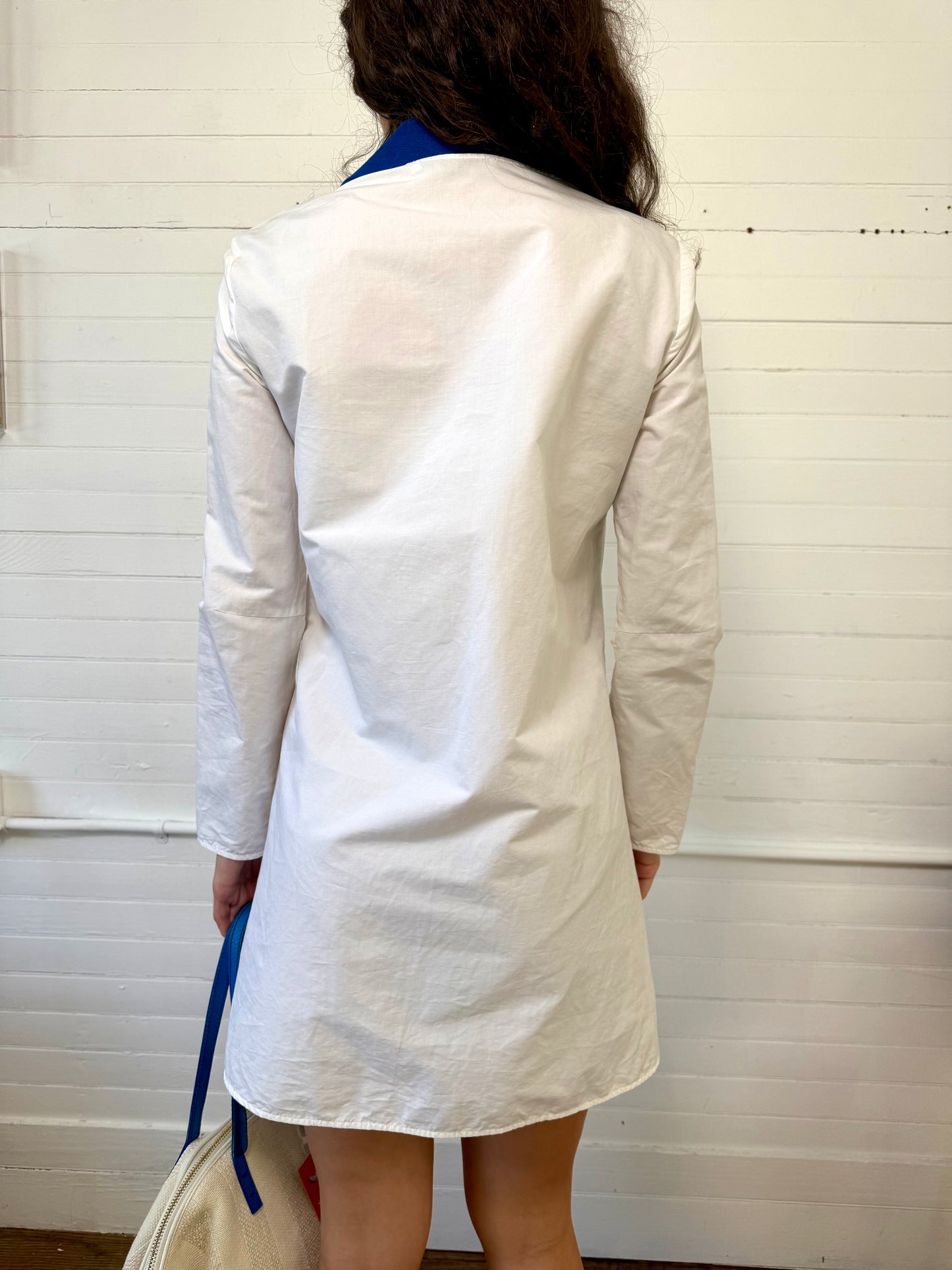Pre-Loved Acne Studios White Mini Dress with Blue Belt