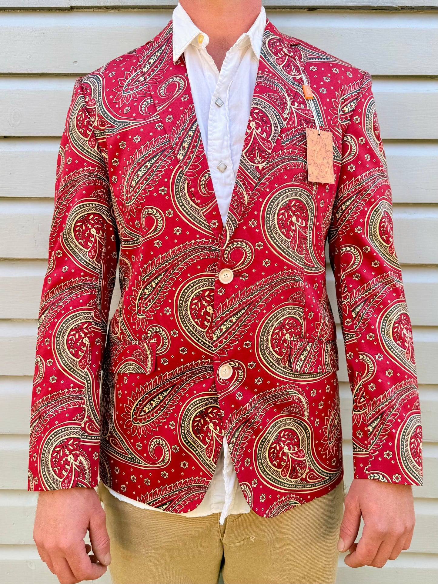 Vintage Red Paisley Blazer
