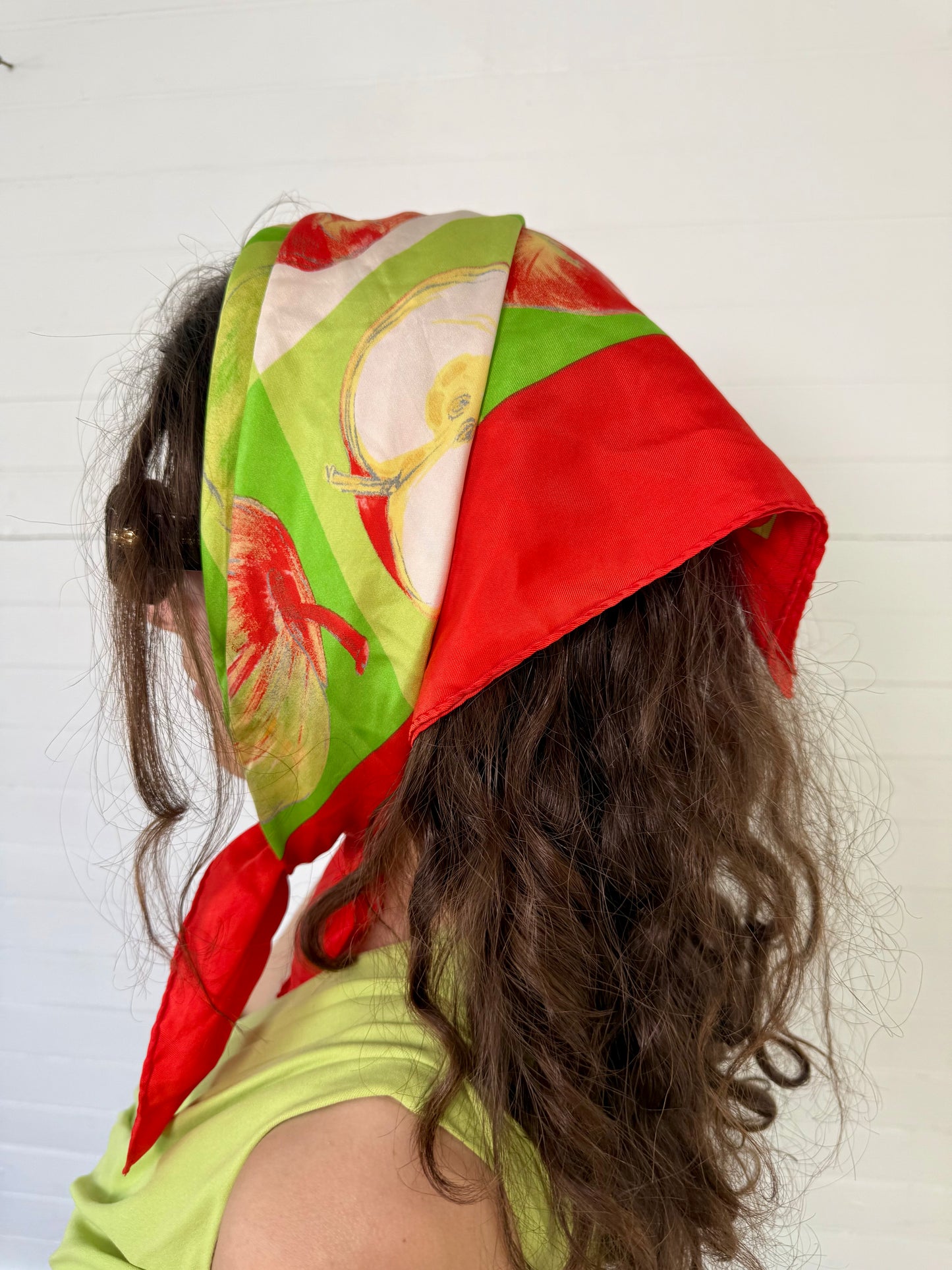 Vintage Joop! Red and Green Apple Silk Scarf