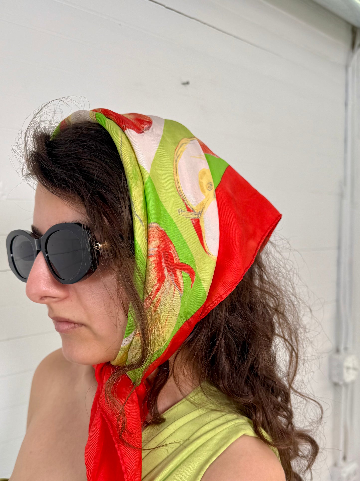 Vintage Joop! Red and Green Apple Silk Scarf