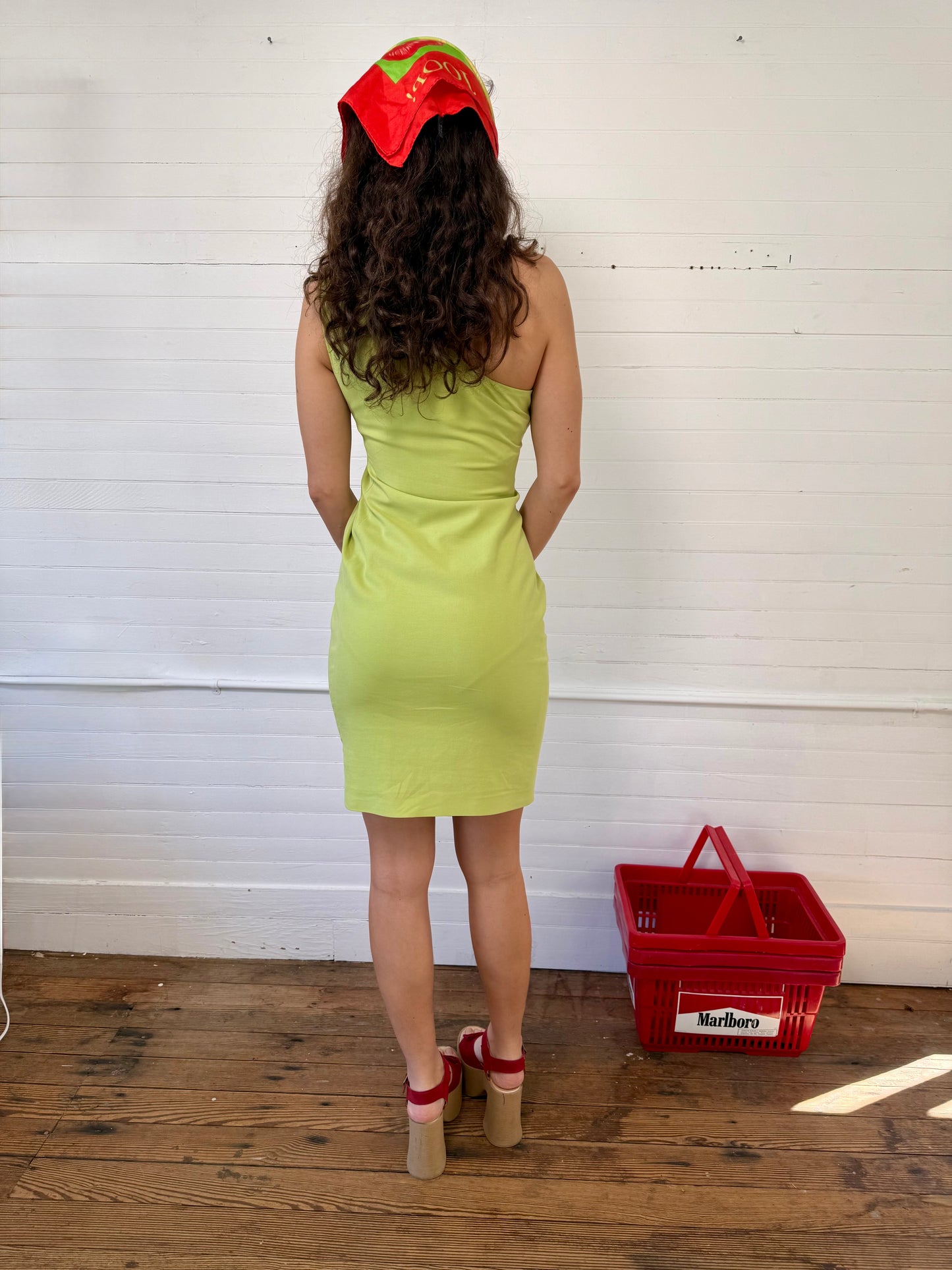 Vintage Moschino Green One-Shoulder Dress