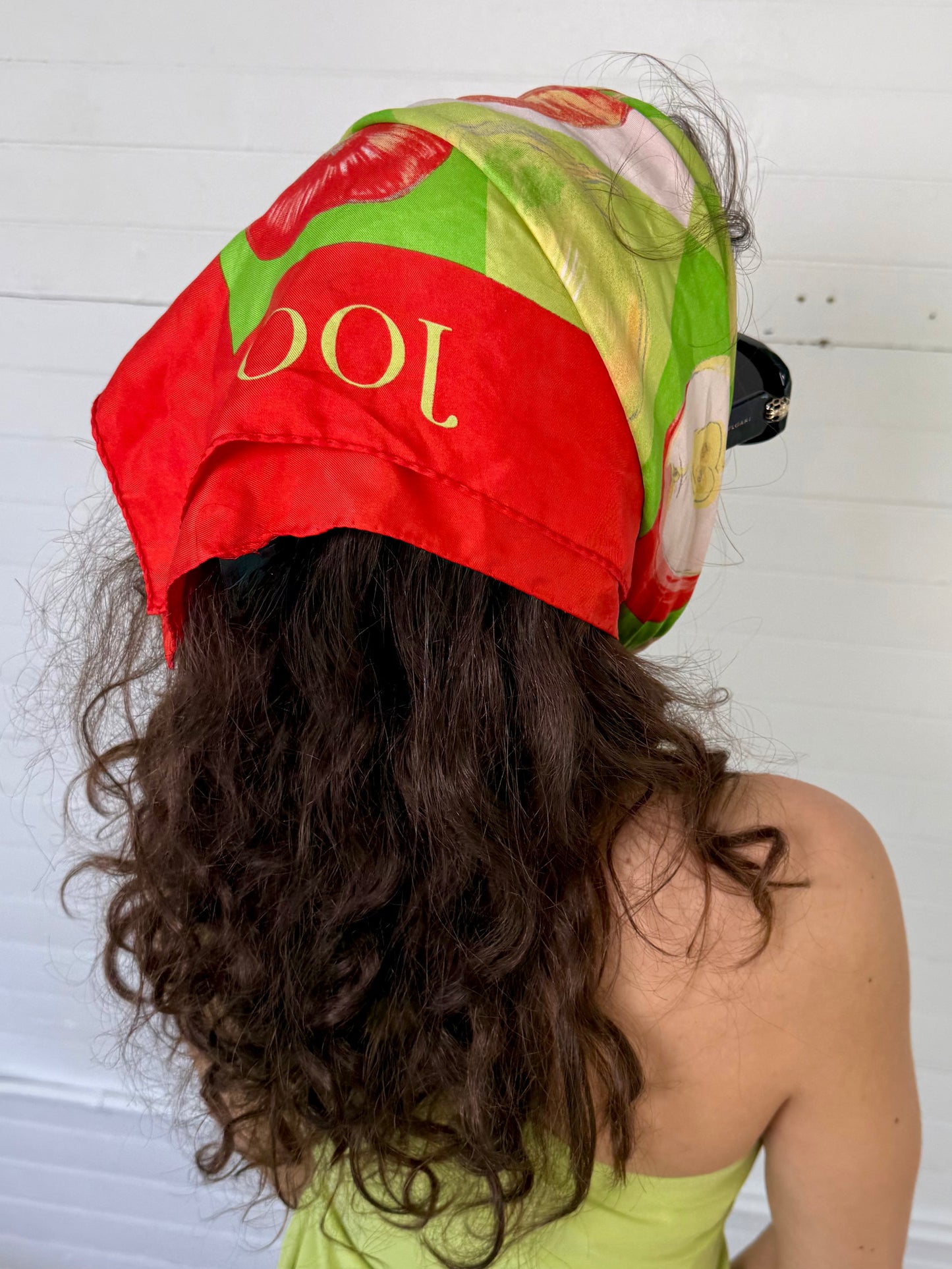 Vintage Joop! Red and Green Apple Silk Scarf