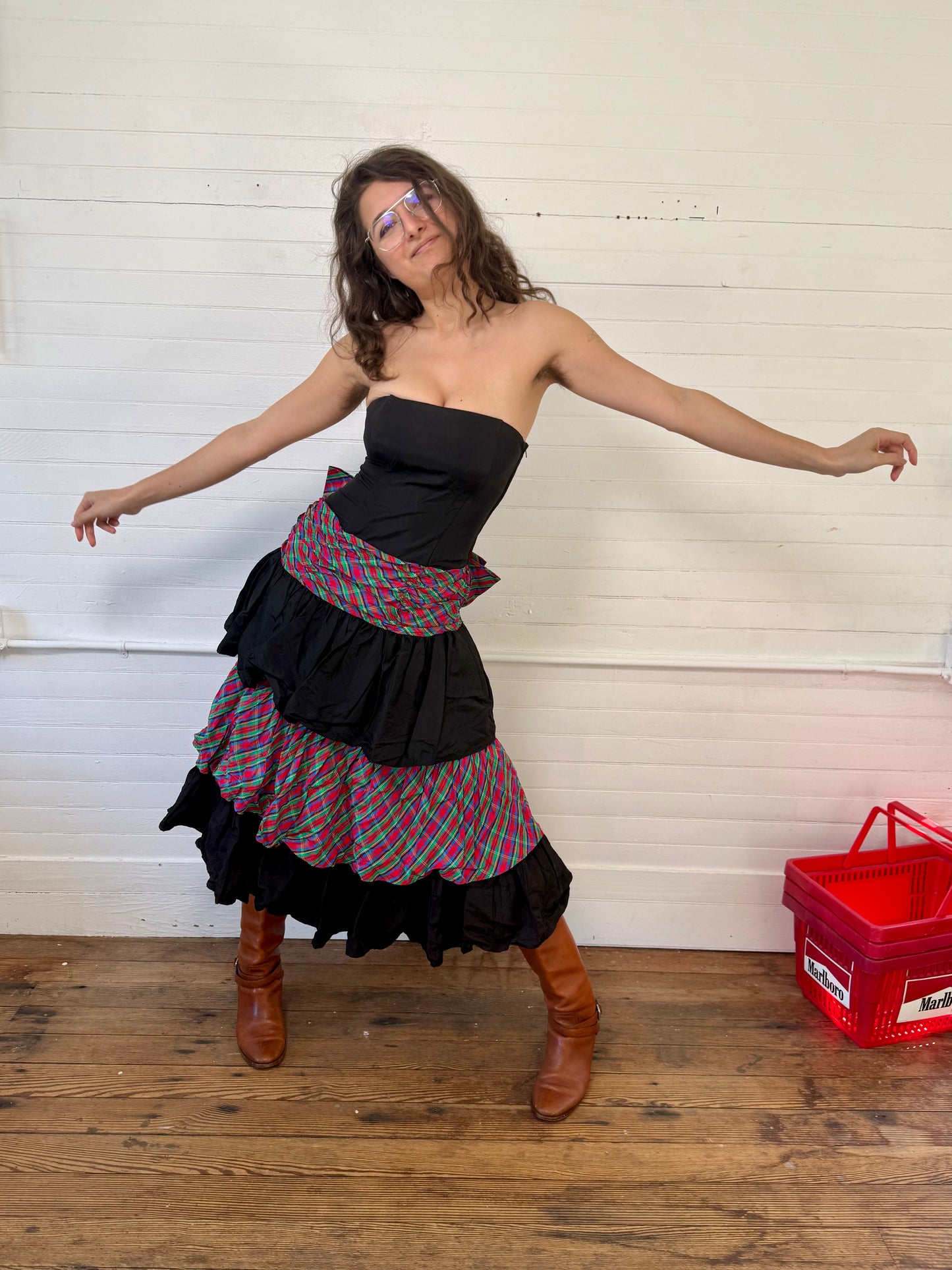 Vintage 1980's Gunne Sax Tiered Dress with Bow
