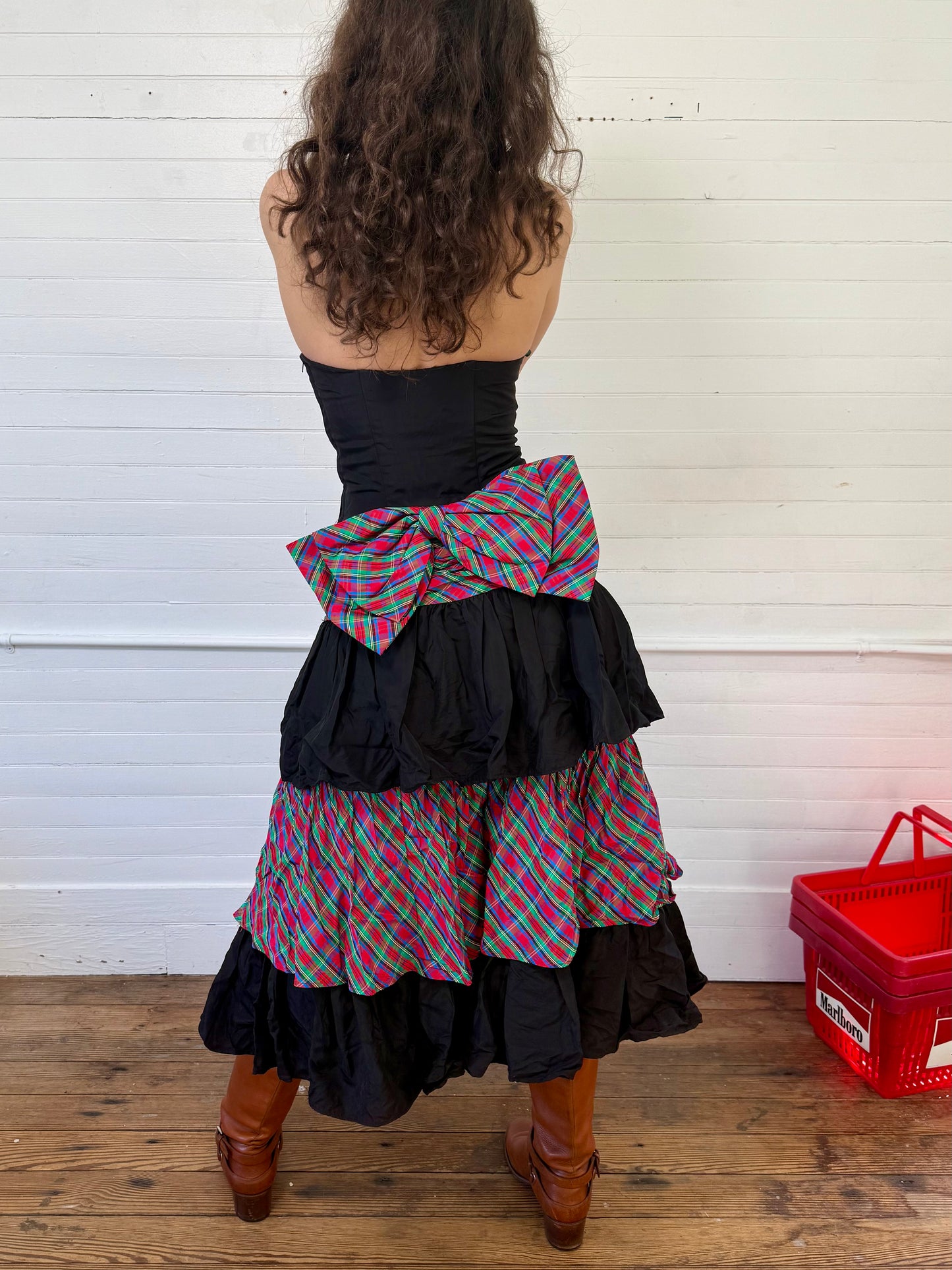Vintage 1980's Gunne Sax Tiered Dress with Bow