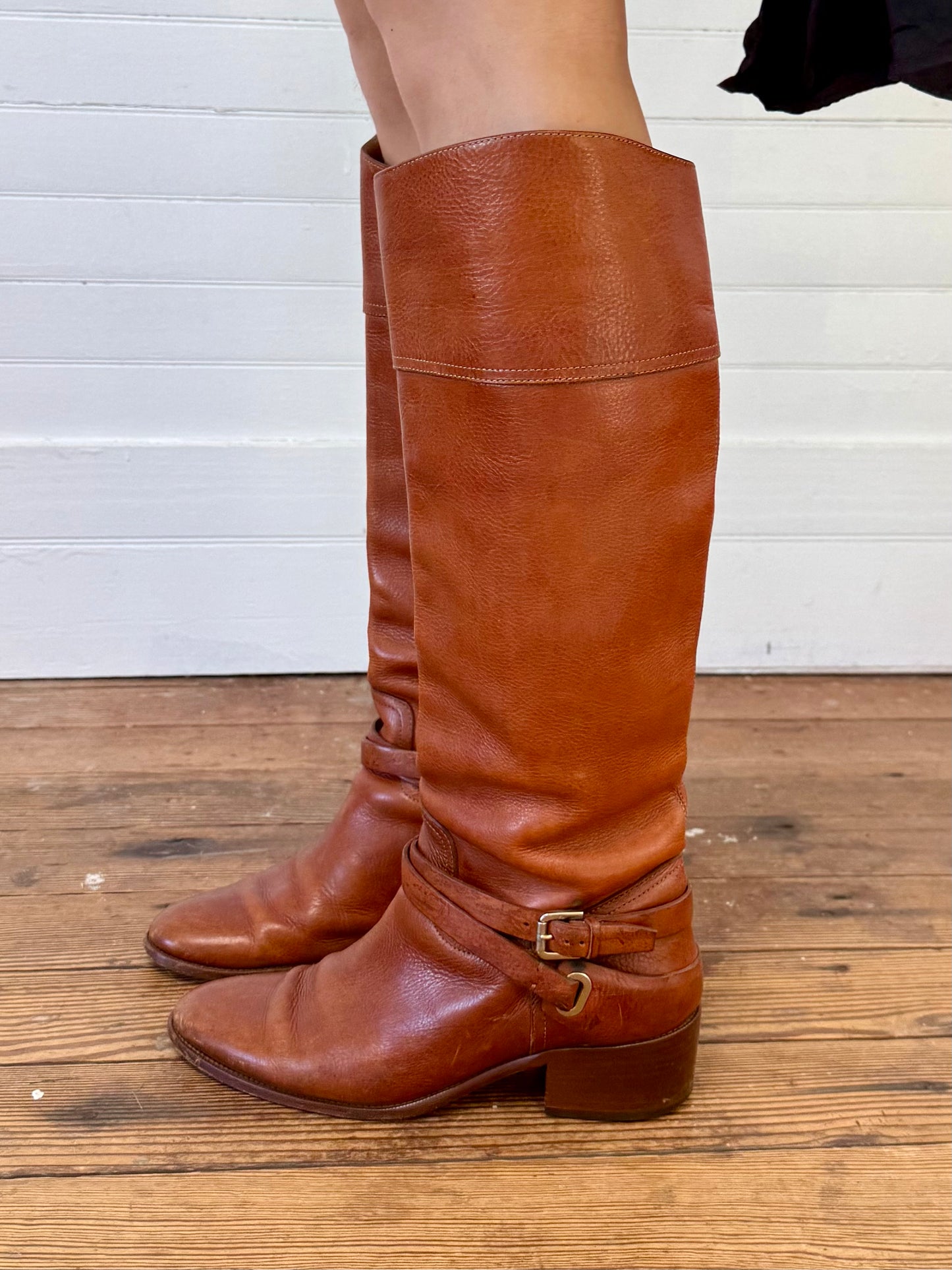 Vintage Ralph Lauren Purple Label Chestnut Brown Leather Riding Boots