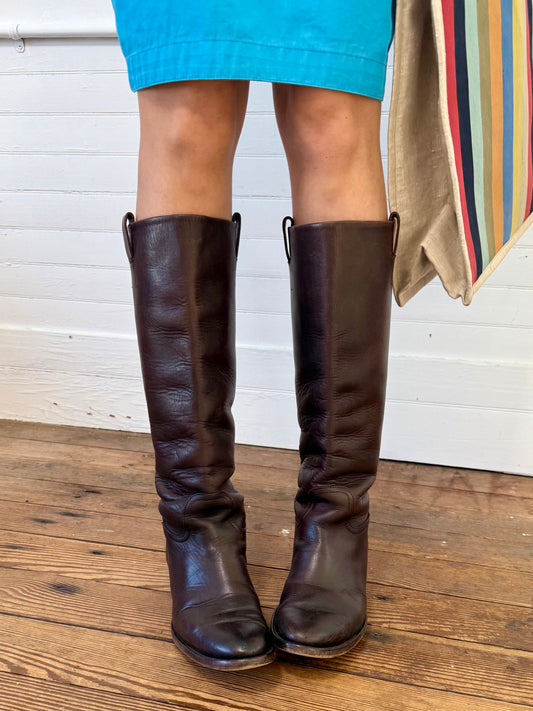 Vintage Ralph Lauren Purple Label Dark Brown Leather Riding Boots