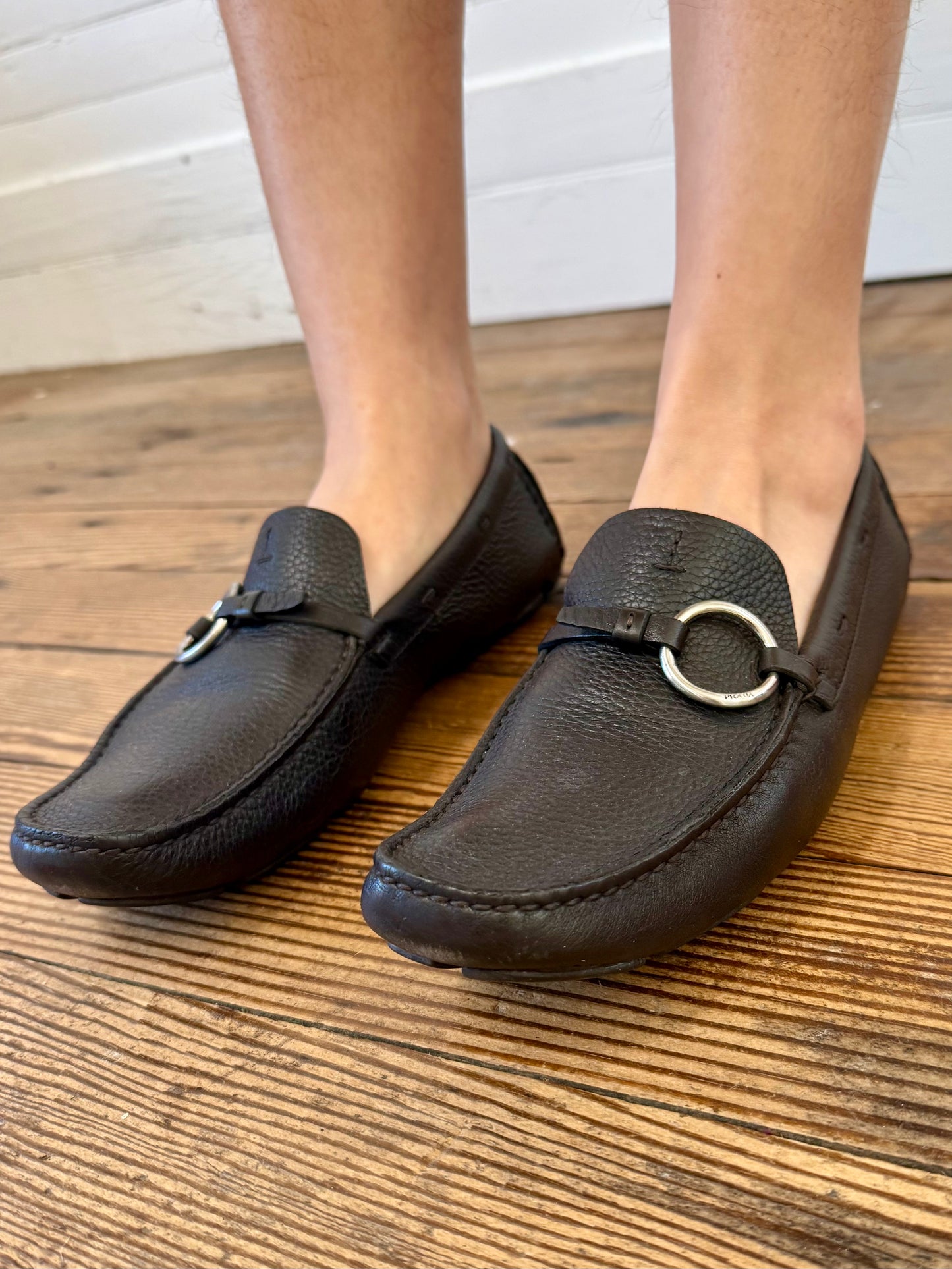 Pre-Loved Prada Black Leather Loafers
