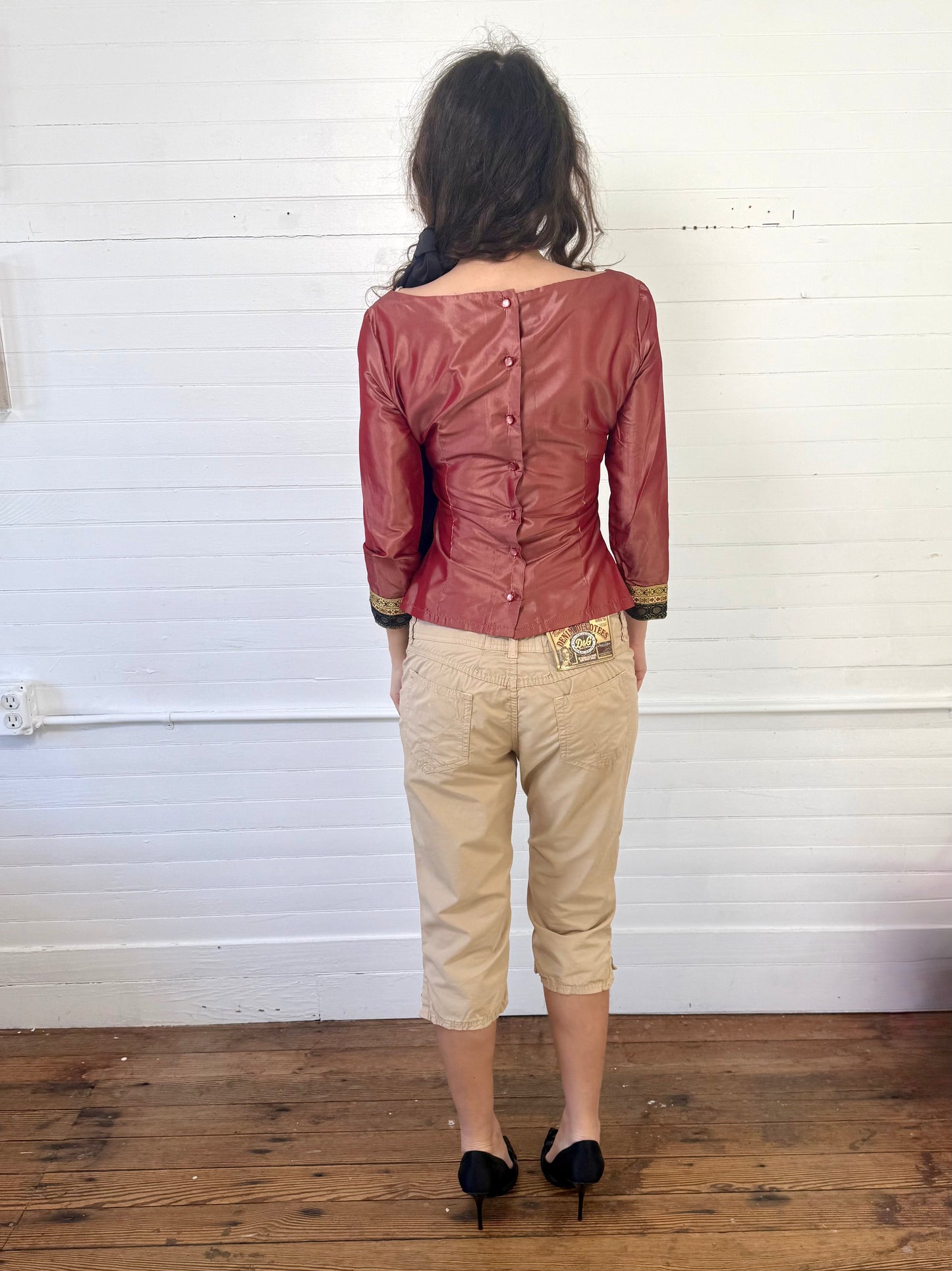 Vintage Iridescent Red Silk Blouse