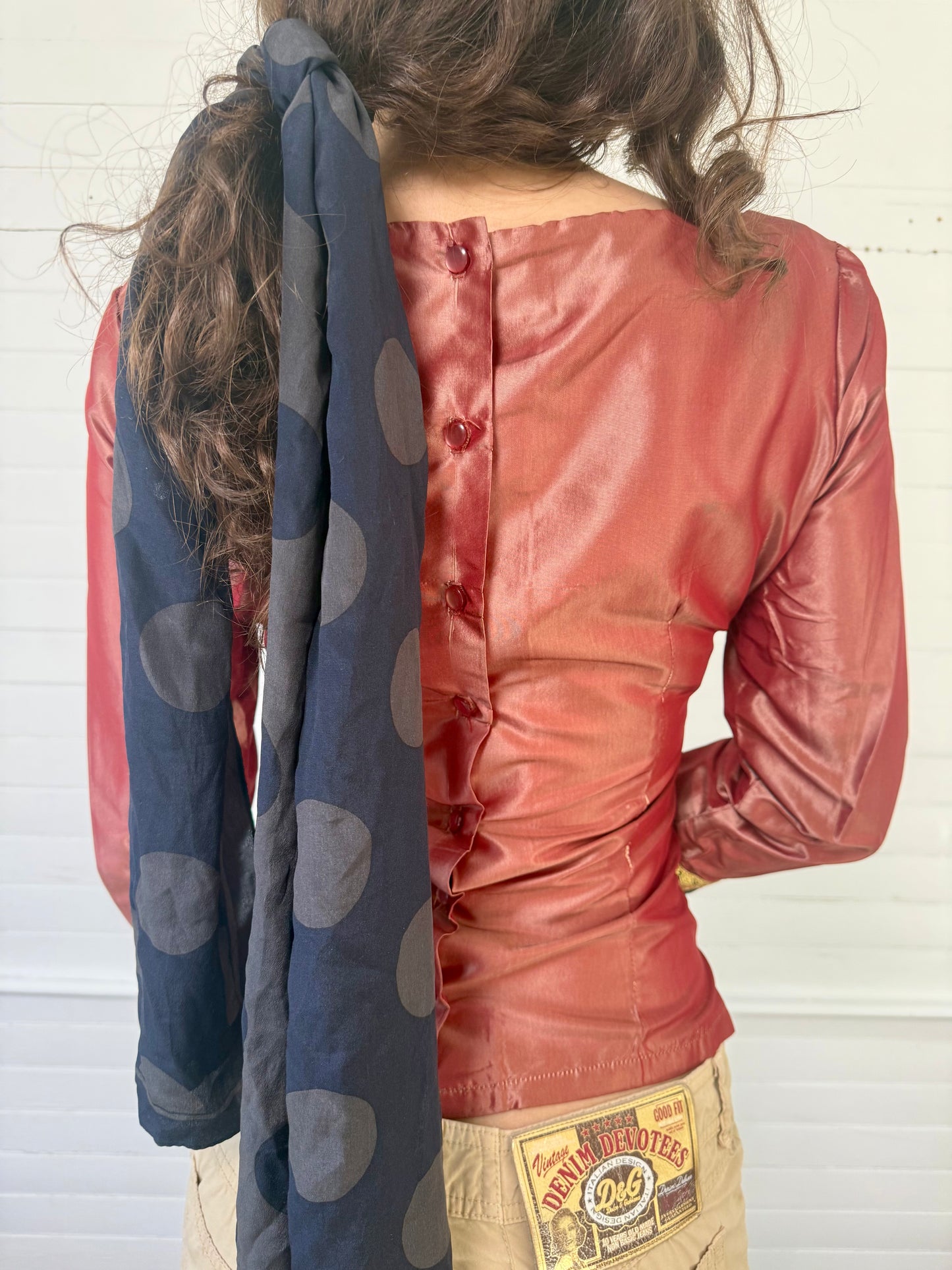 Vintage Iridescent Red Silk Blouse