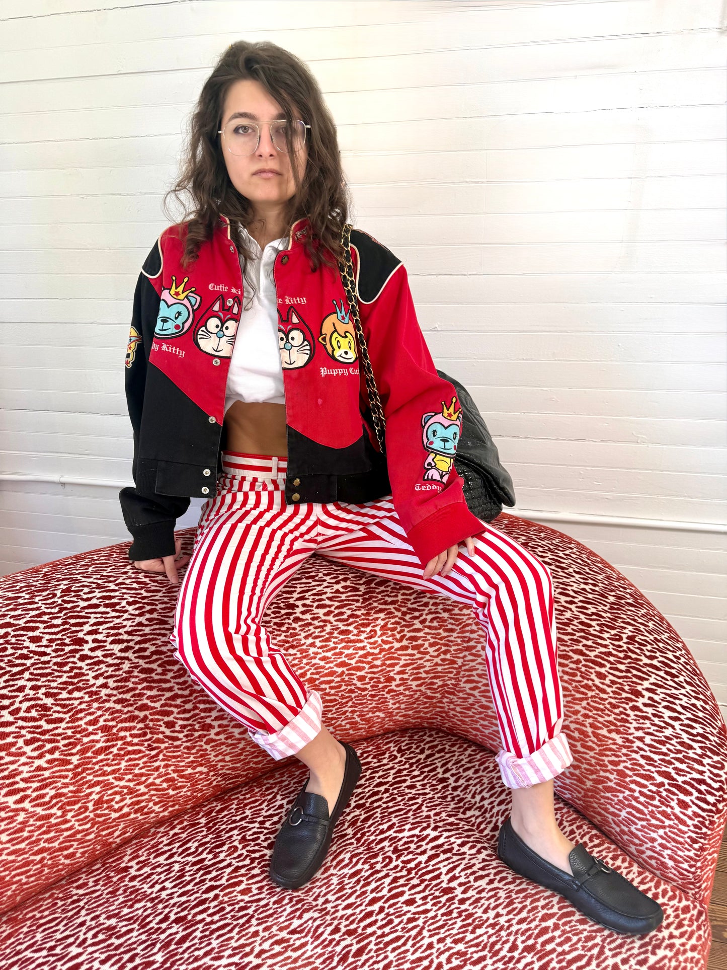 Vintage Red and White Stripe Jeans